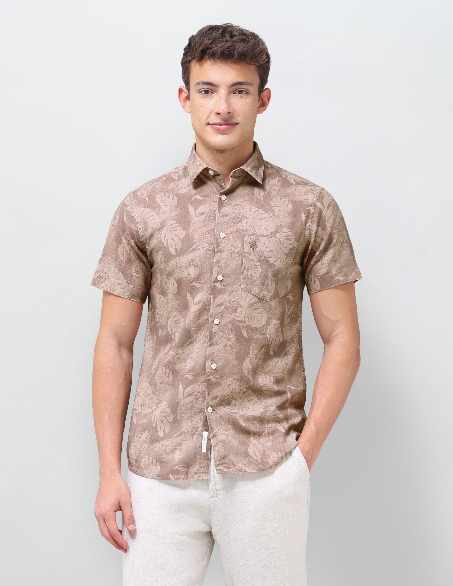 Tropical Printed Regular Fit Shirt Rust - U.S. Polo Assn. India | Large