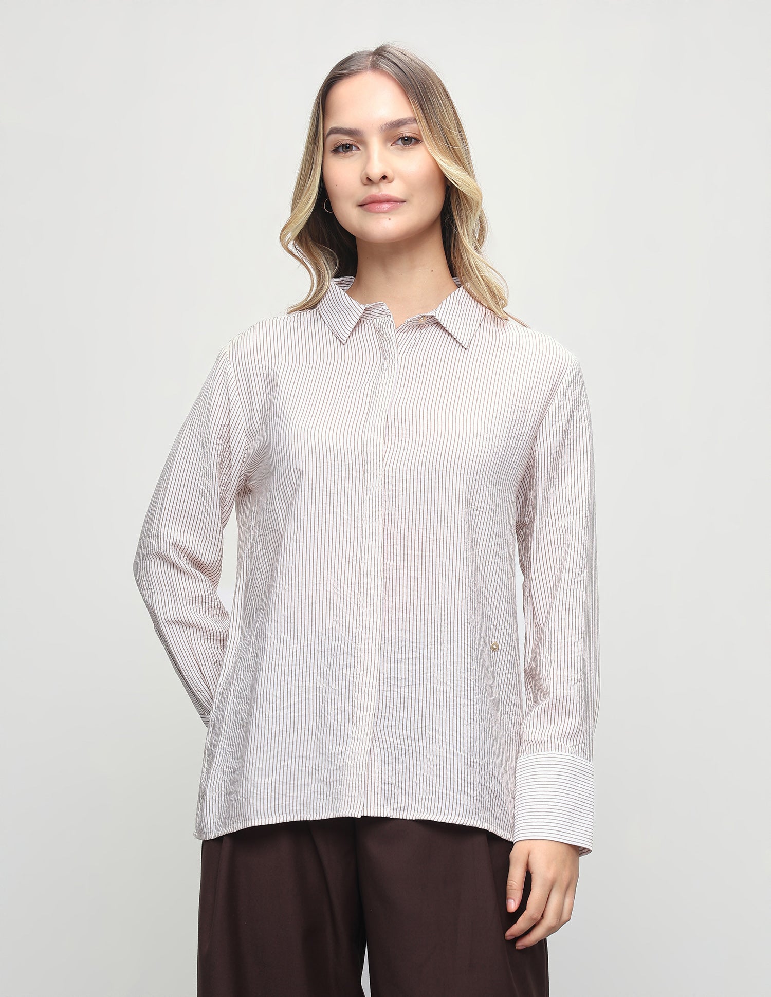 Vertical Striped Regular Fit Shirt Olive - U.S. Polo Assn. India | Large