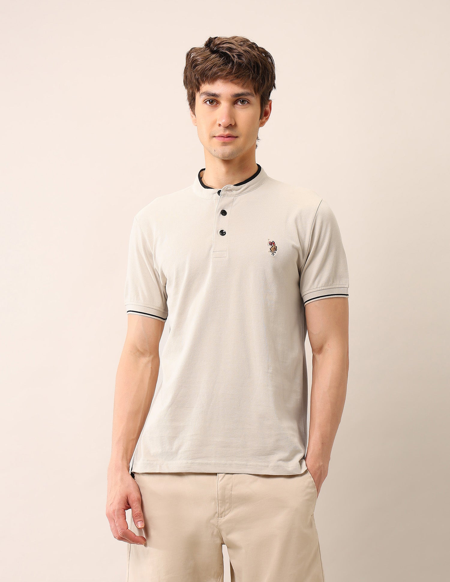 Muscle Fit Pure Cotton Polo Shirt Beige - U.S. Polo Assn. India | Large