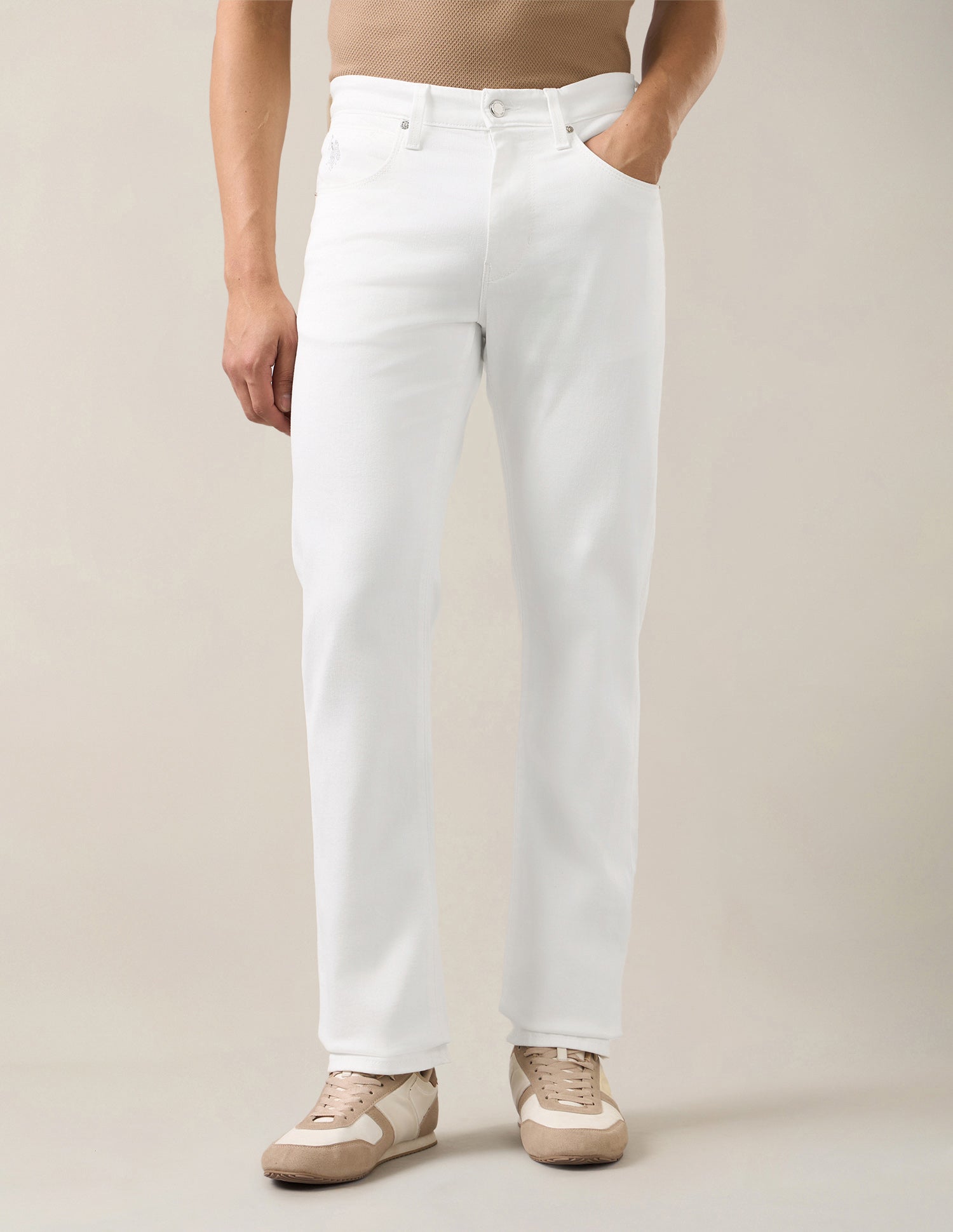 Harold Slim Straight Fit White Jeans White - U.S. Polo Assn. India | Large