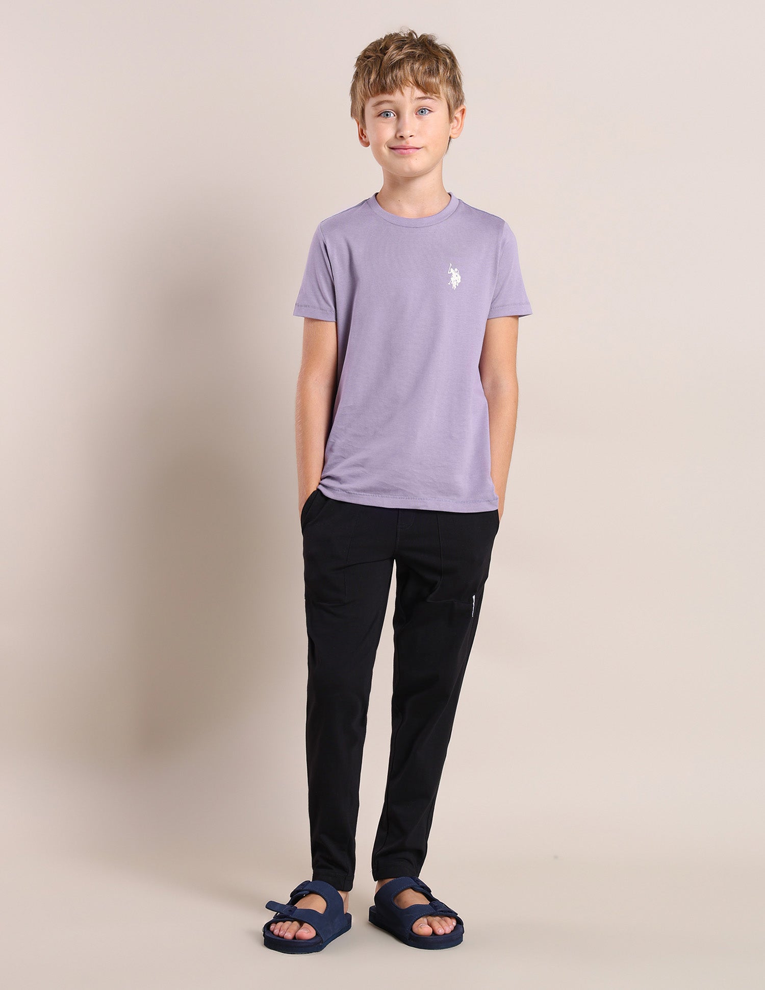 Boys Comfort Fit Pure Cotton T-Shirt - Pack Of 2 Blue and Purple - U.S. POLO ASSN. | Large