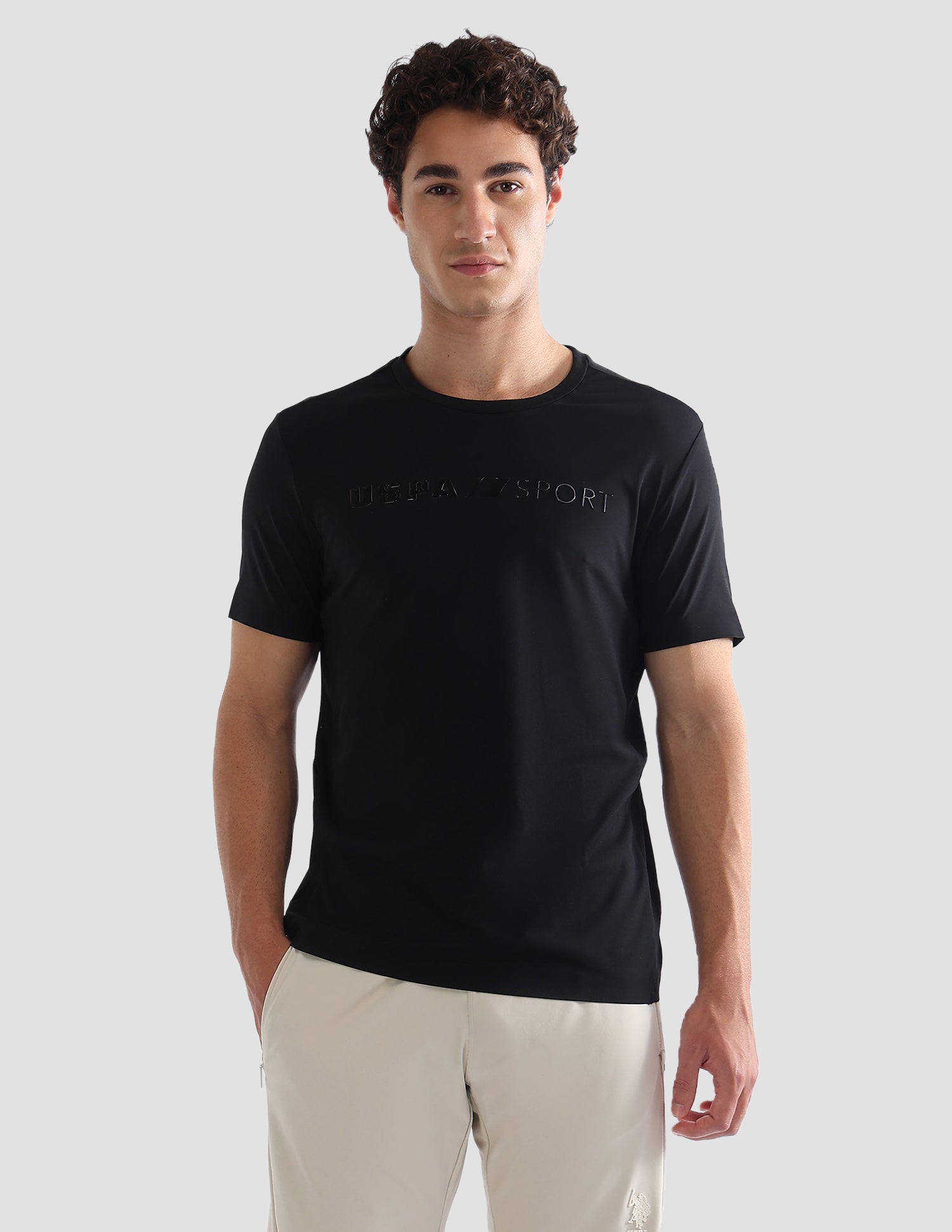 Solid Slim Fit Active T-Shirt Black - U.S. Polo Assn. India | Large