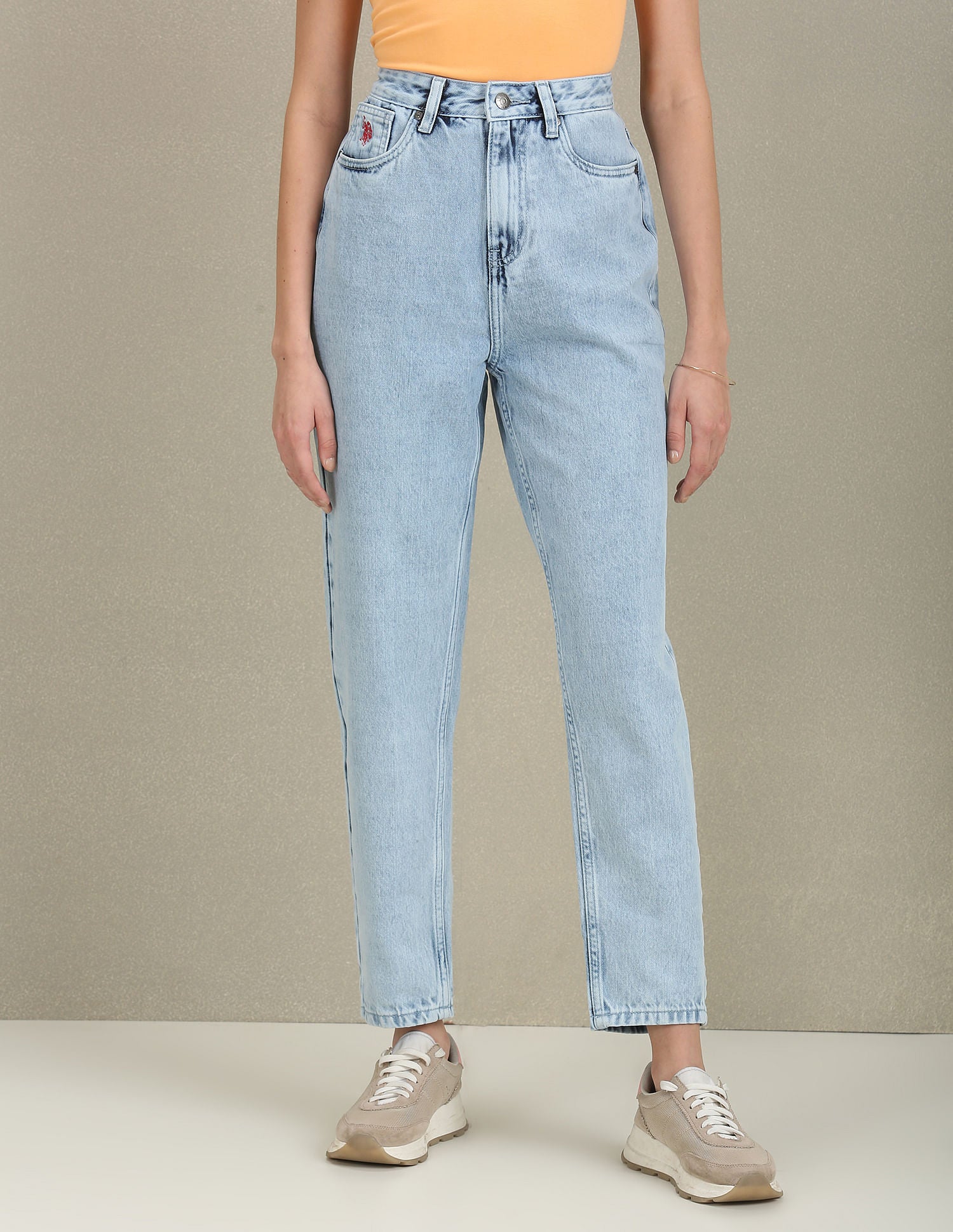 Mom Fit High Rise Jeans Light Blue - U.S. Polo Assn. India | Large