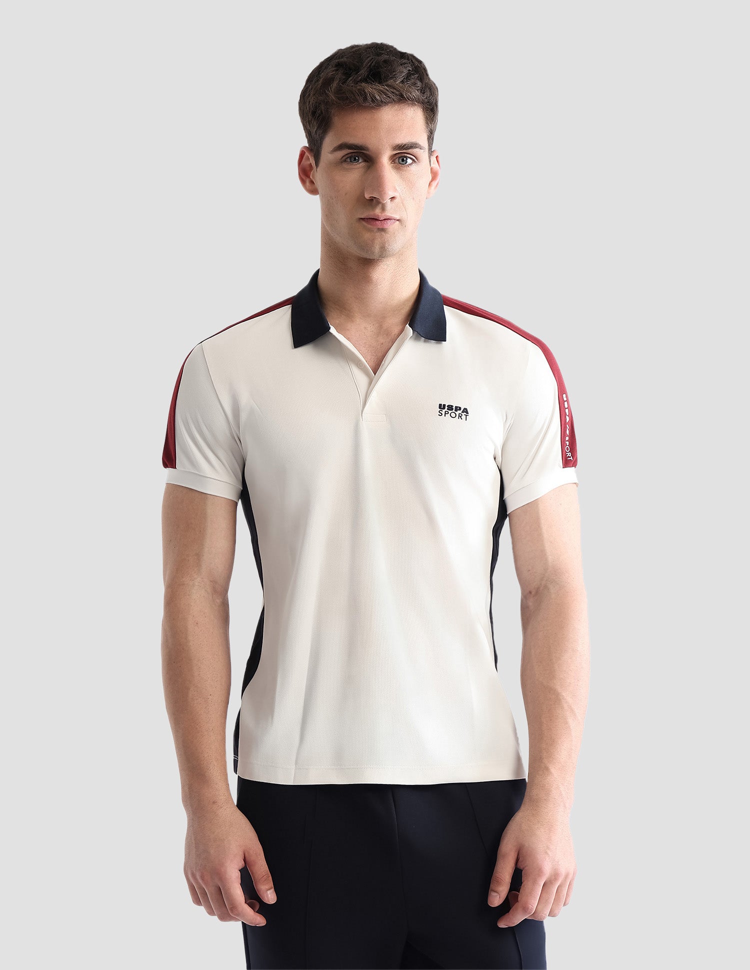 Solid Regular Fit Active Polo Shirt Off White - U.S. POLO ASSN. | Large