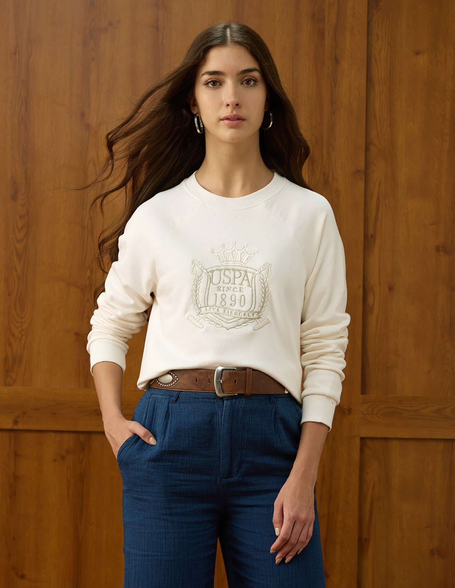 Brand Embroidered Regular Fit Sweatshirt White - U.S. POLO ASSN. | Large