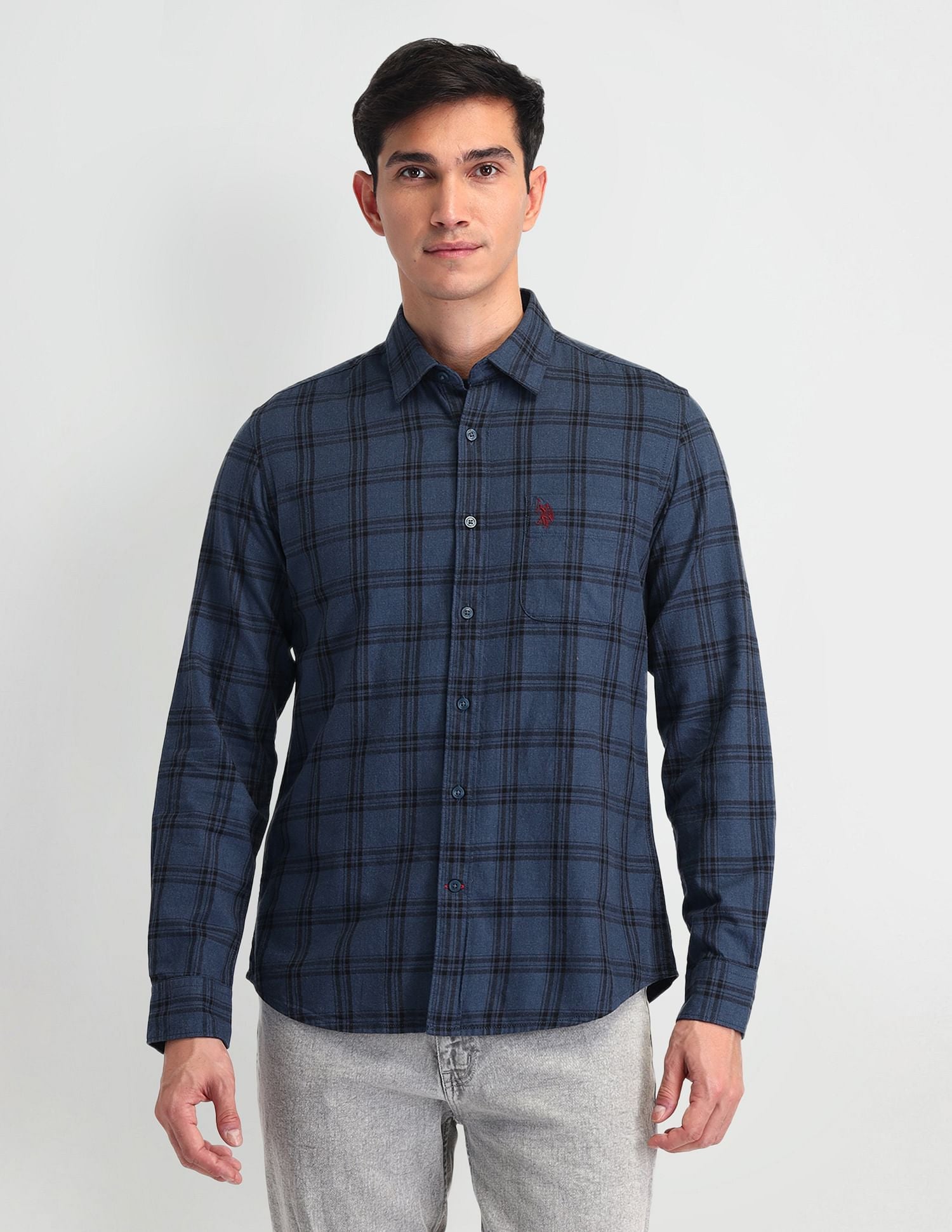 Tartan Check Regular Fit Shirt Blue - U.S. Polo Assn. India | Large