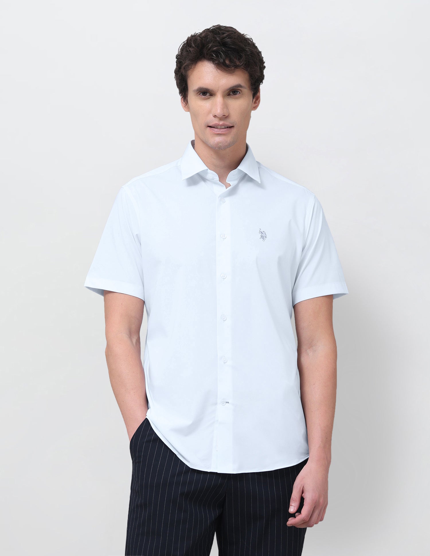 Solid Regular Fit Shirt Light Blue - U.S. Polo Assn. India | Large