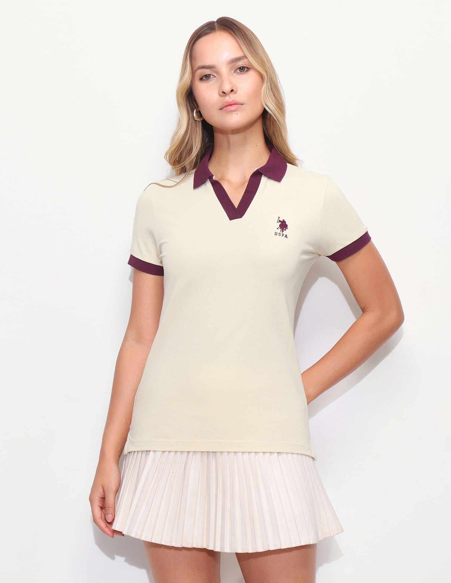 Contrast Collar Regular Fit Polo Shirt White - U.S. Polo Assn. India | Large
