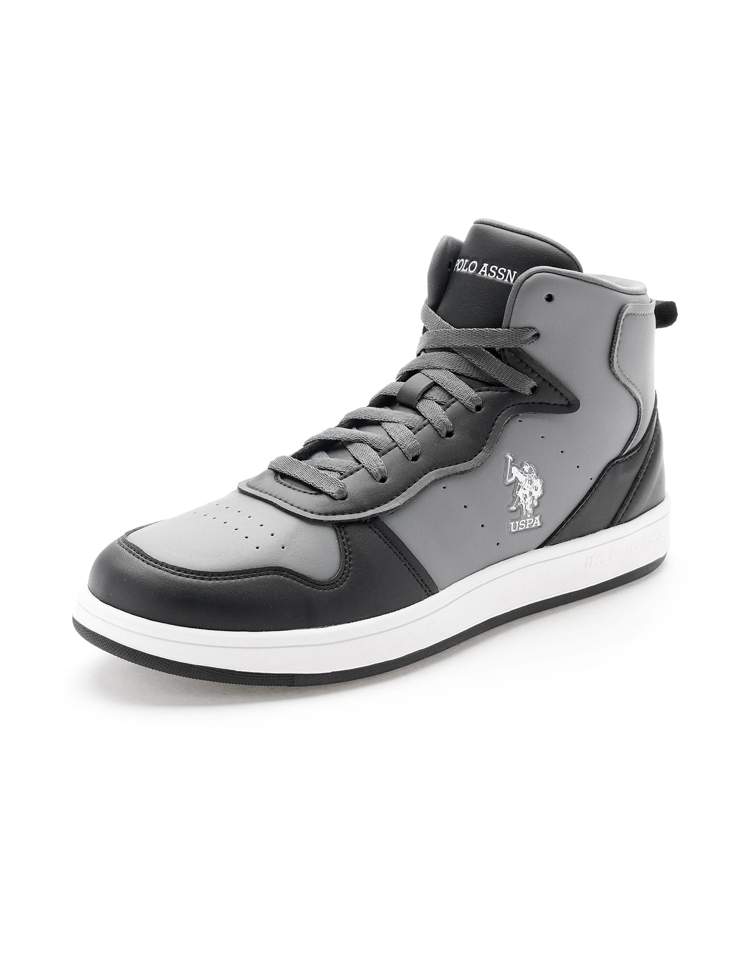Men Rowan 2.0 Grey Retro Court Mid Top  Sneakers Grey - U.S. Polo Assn. India | Large
