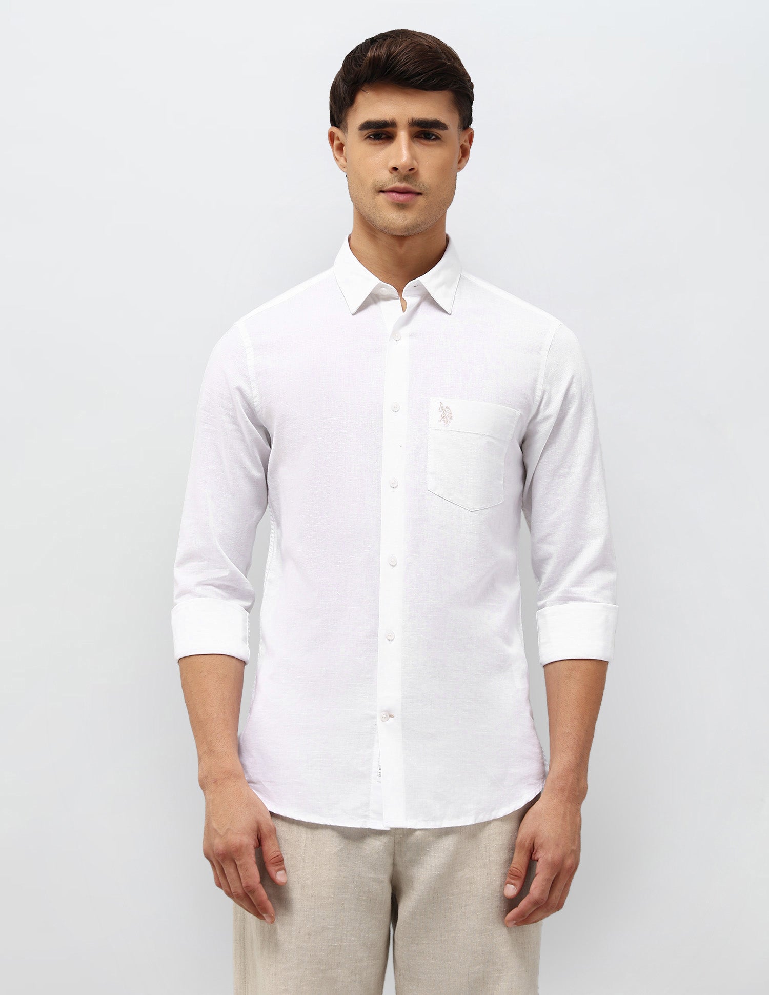 Solid Tailored Fit Shirt White - U.S. POLO ASSN. | Large