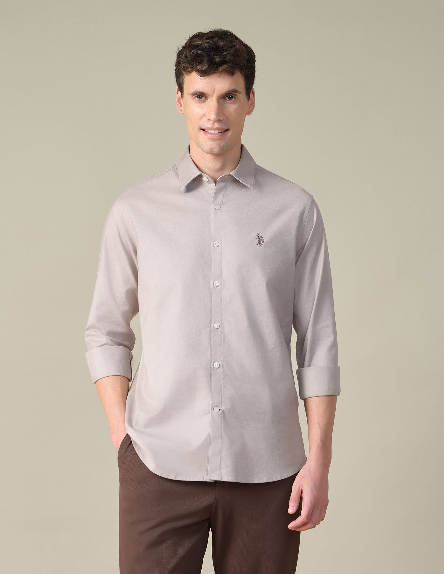 Dobby Tailored Fit Shirt White - U.S. Polo Assn. India | Large