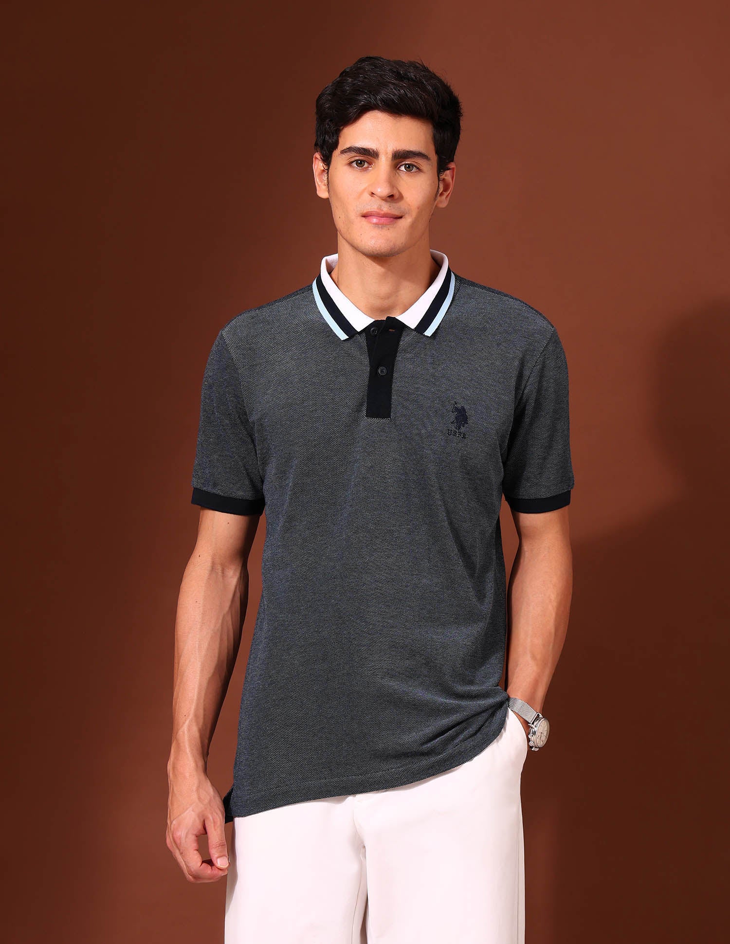 Slim Fit Work and Wander Polo Shirt Navy - U.S. Polo Assn. India | Large