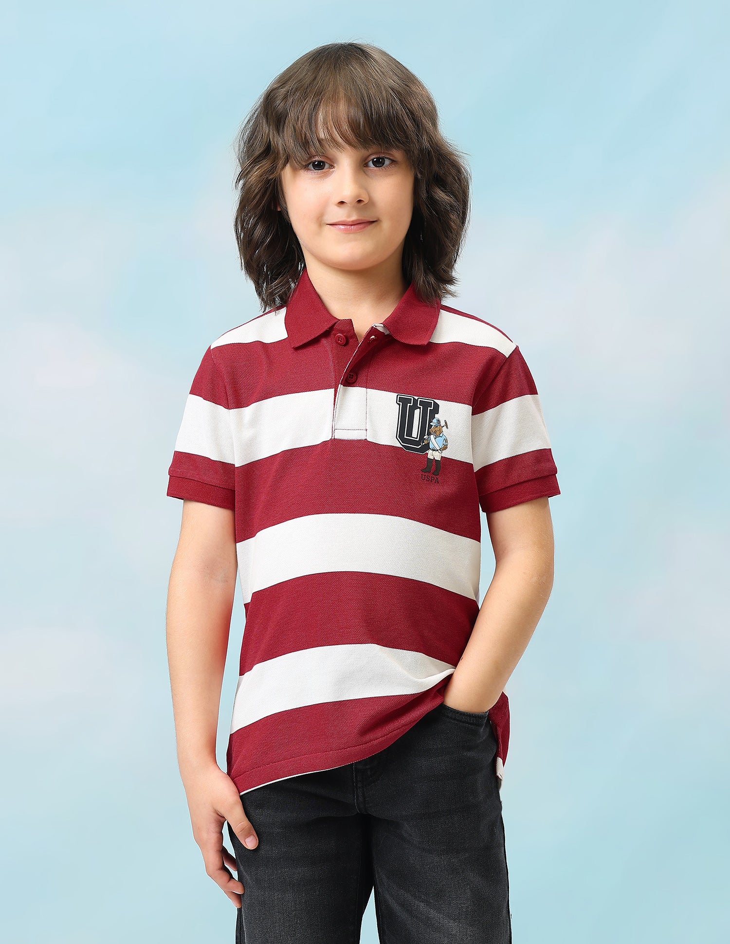 Horizontal Striped Regular Fit Polo Shirt Red - U.S. Polo Assn. India | Large