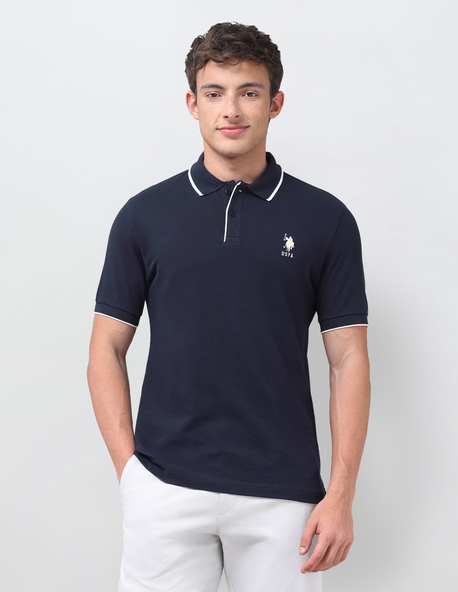 Solid Regular Fit Polo Shirt Navy - U.S. Polo Assn. India | Large