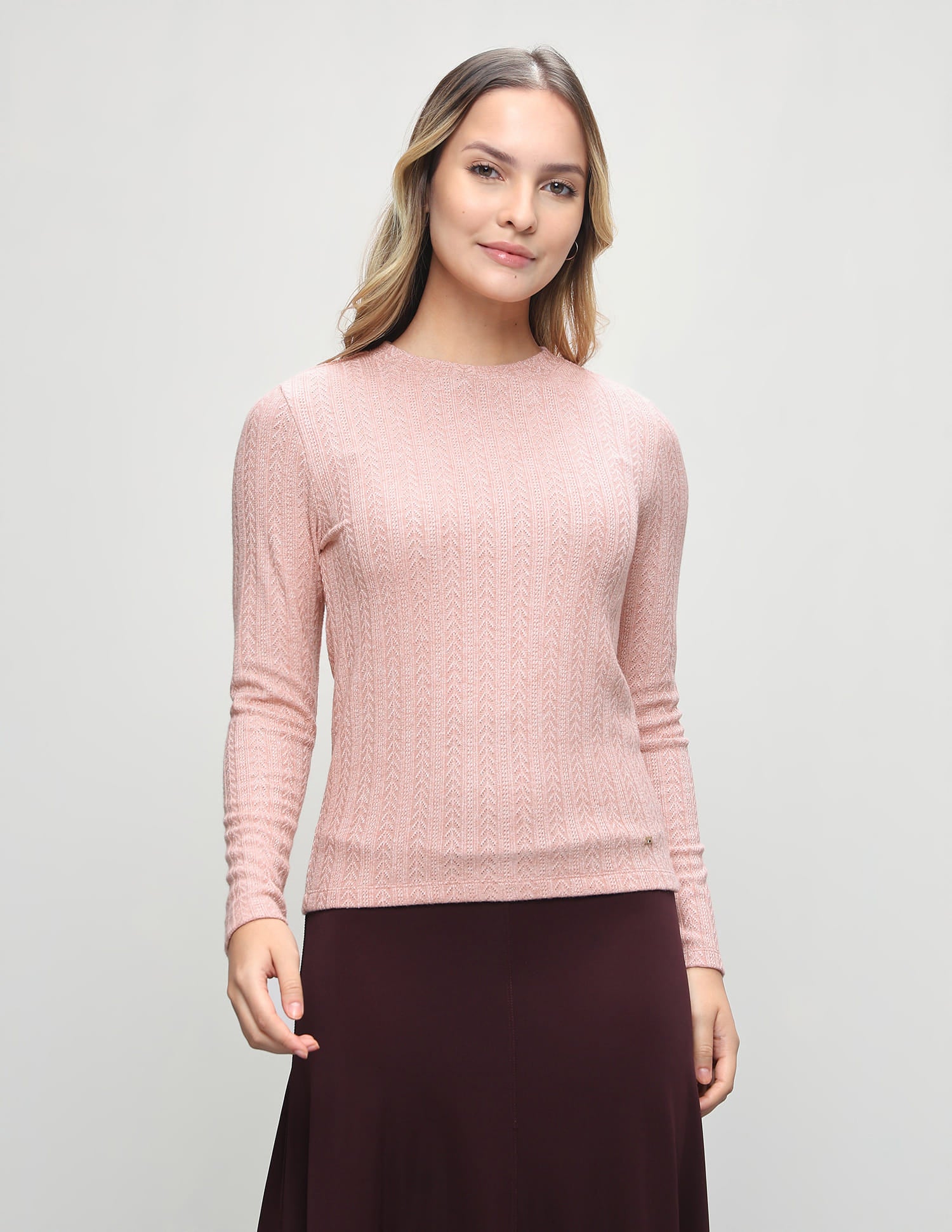 Patterned Knit Fitted Top Light Pink - U.S. Polo Assn. India | Large