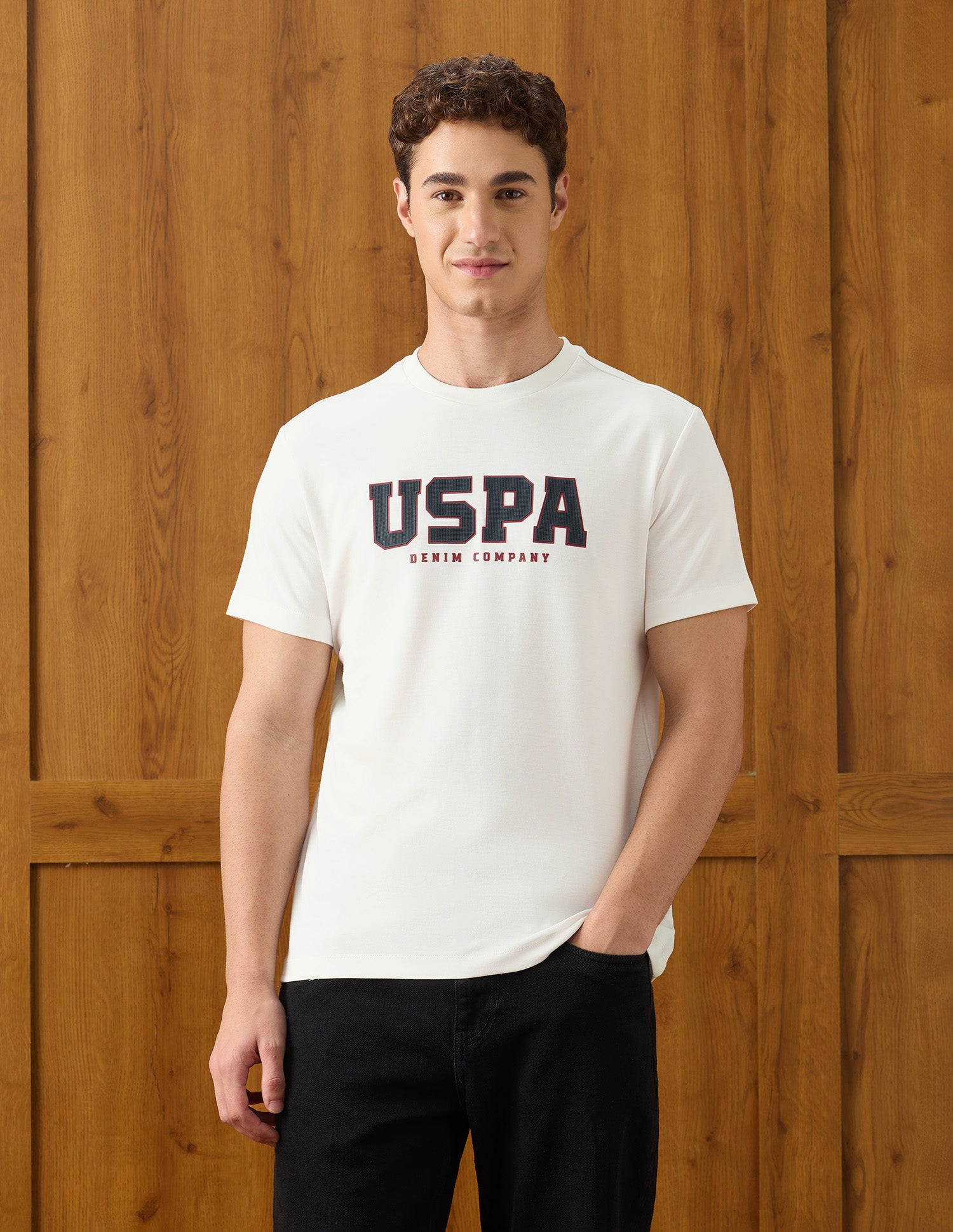 Brand Appliqued Relaxed Fit T-Shirt Ivory - U.S. Polo Assn. India | Large