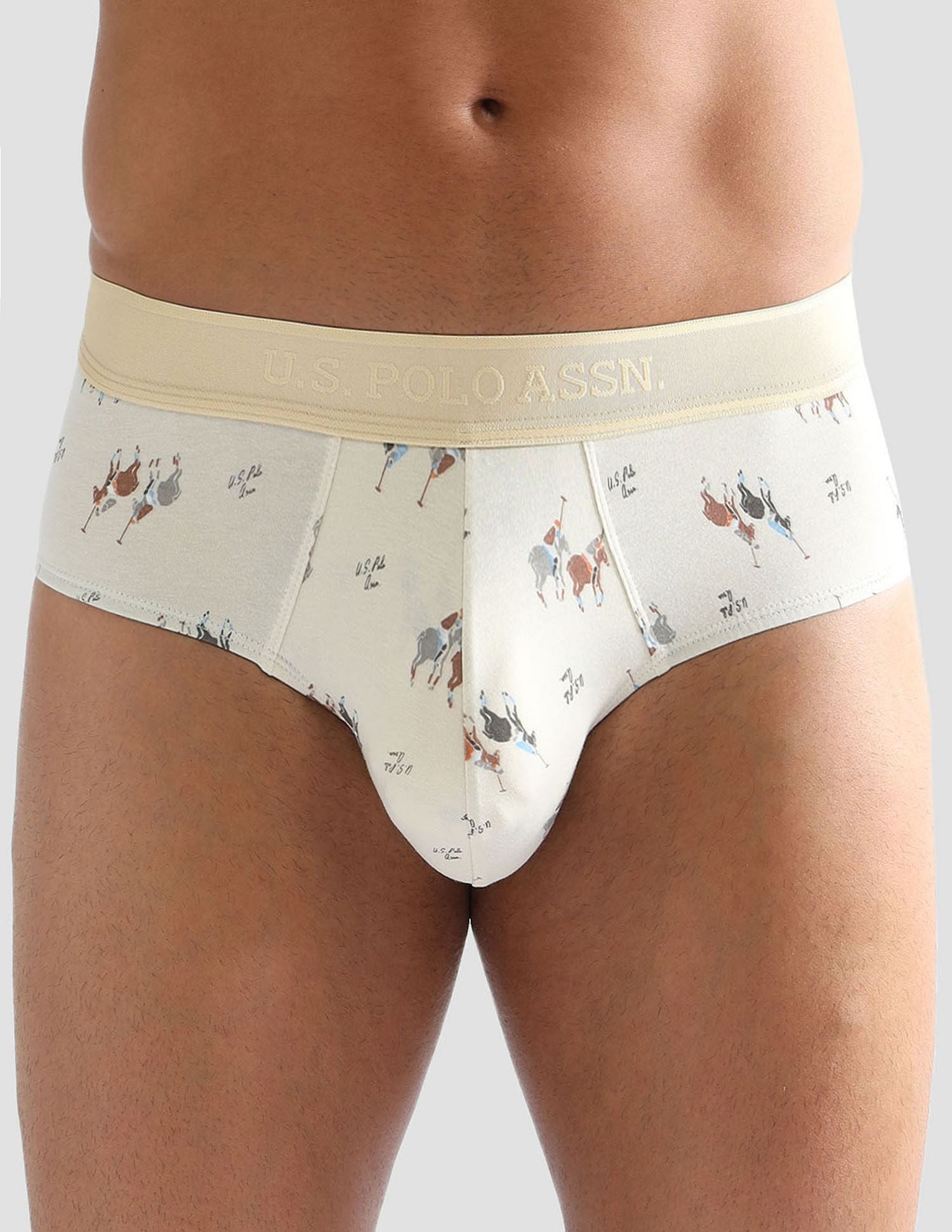 Elasticized Waist Printed PB005 Briefs - Pack of 1 Beige - U.S. POLO ASSN. | Large