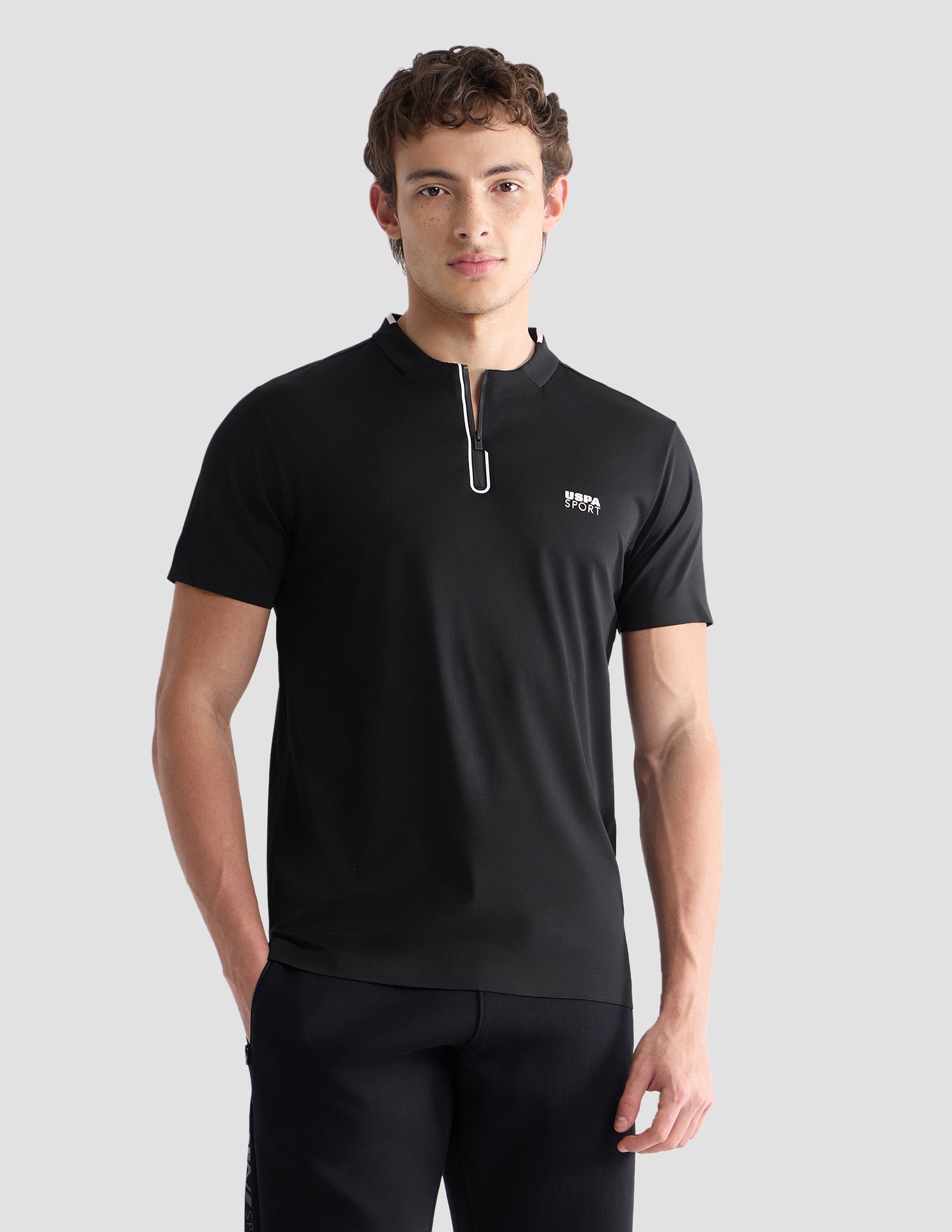 Solid Slim Fit Active Polo Shirt Black - U.S. Polo Assn. India | Large