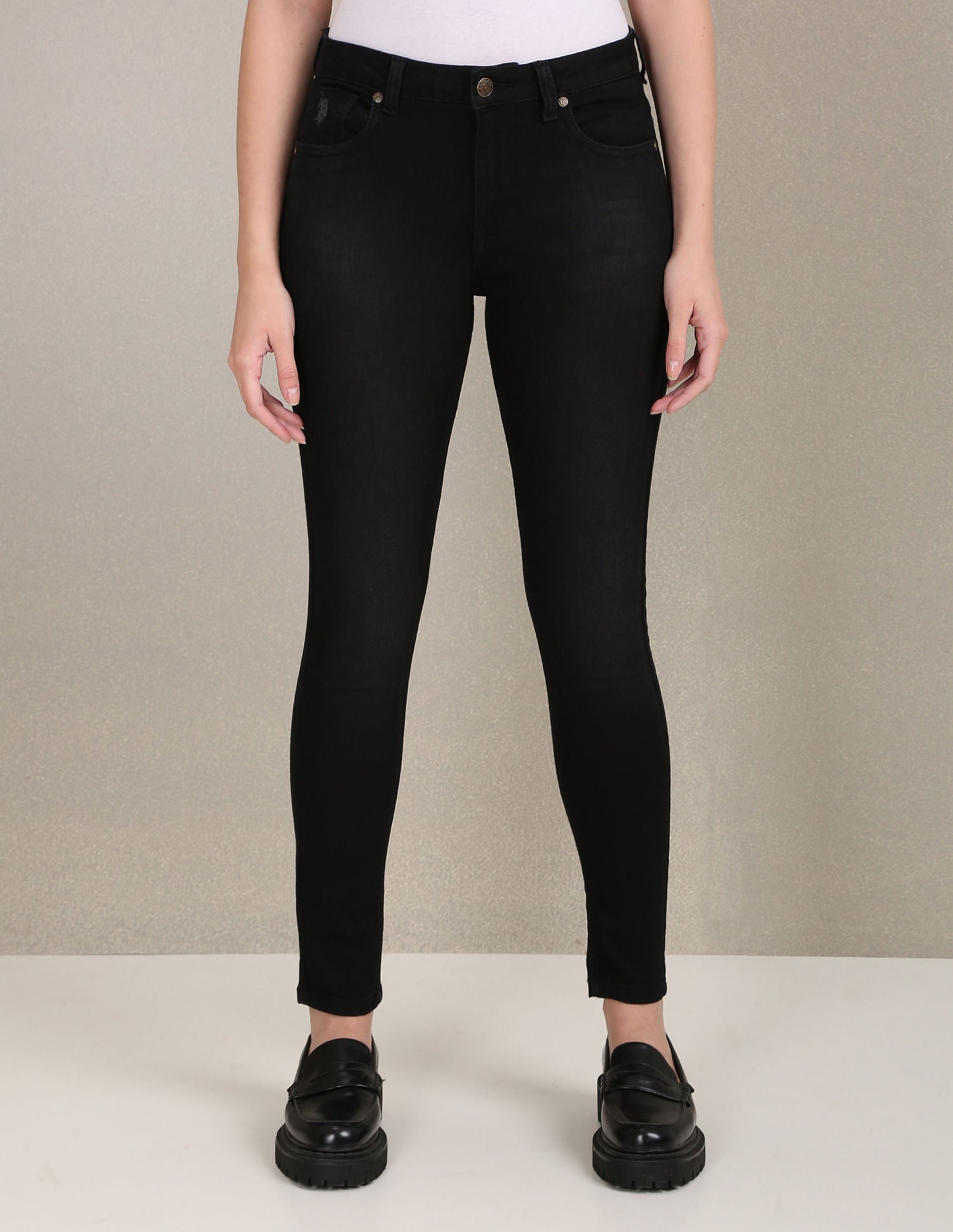 Mid Rise Skinny Fit Jeans Black - U.S. POLO ASSN. | Large