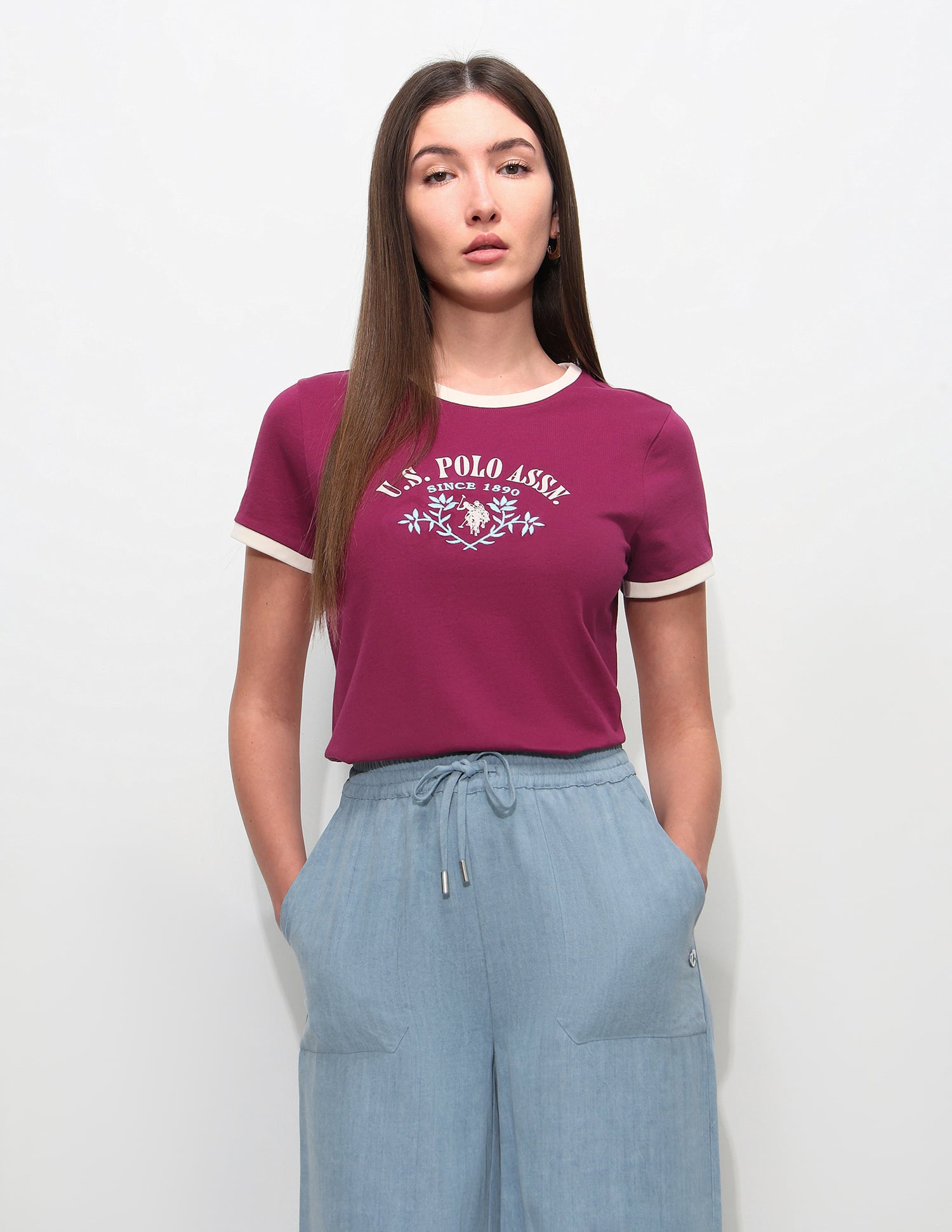 Regular Fit Brand Printed T-Shirt Wine - U.S. Polo Assn. India | Large