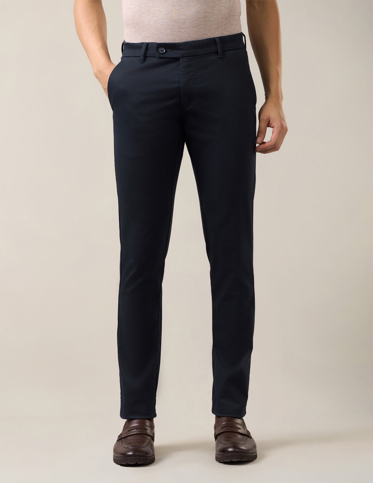 Austin Slim Fit Satin Trousers Dark Navy - U.S. Polo Assn. India | Large