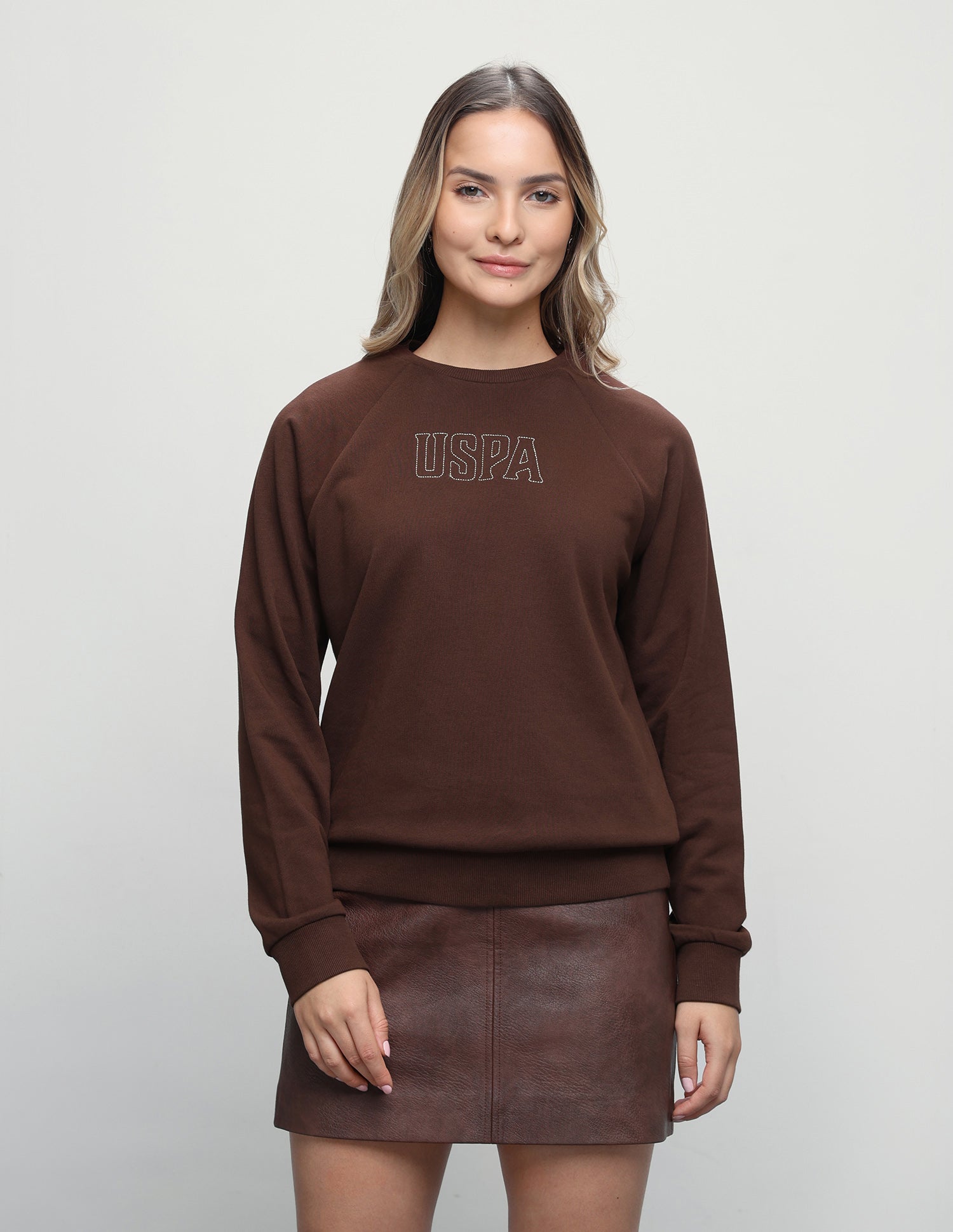 Brand Embroidered Regular Fit Sweatshirt Brown - U.S. Polo Assn. India | Large