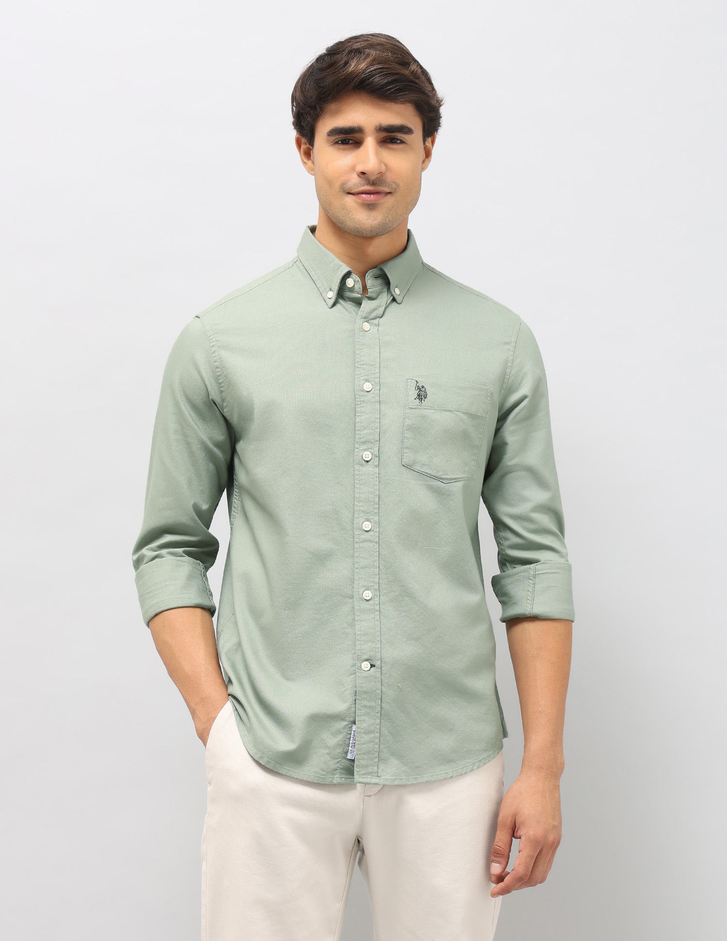 Oxford Tailored Fit Shirt Light Green - U.S. Polo Assn. India | Large