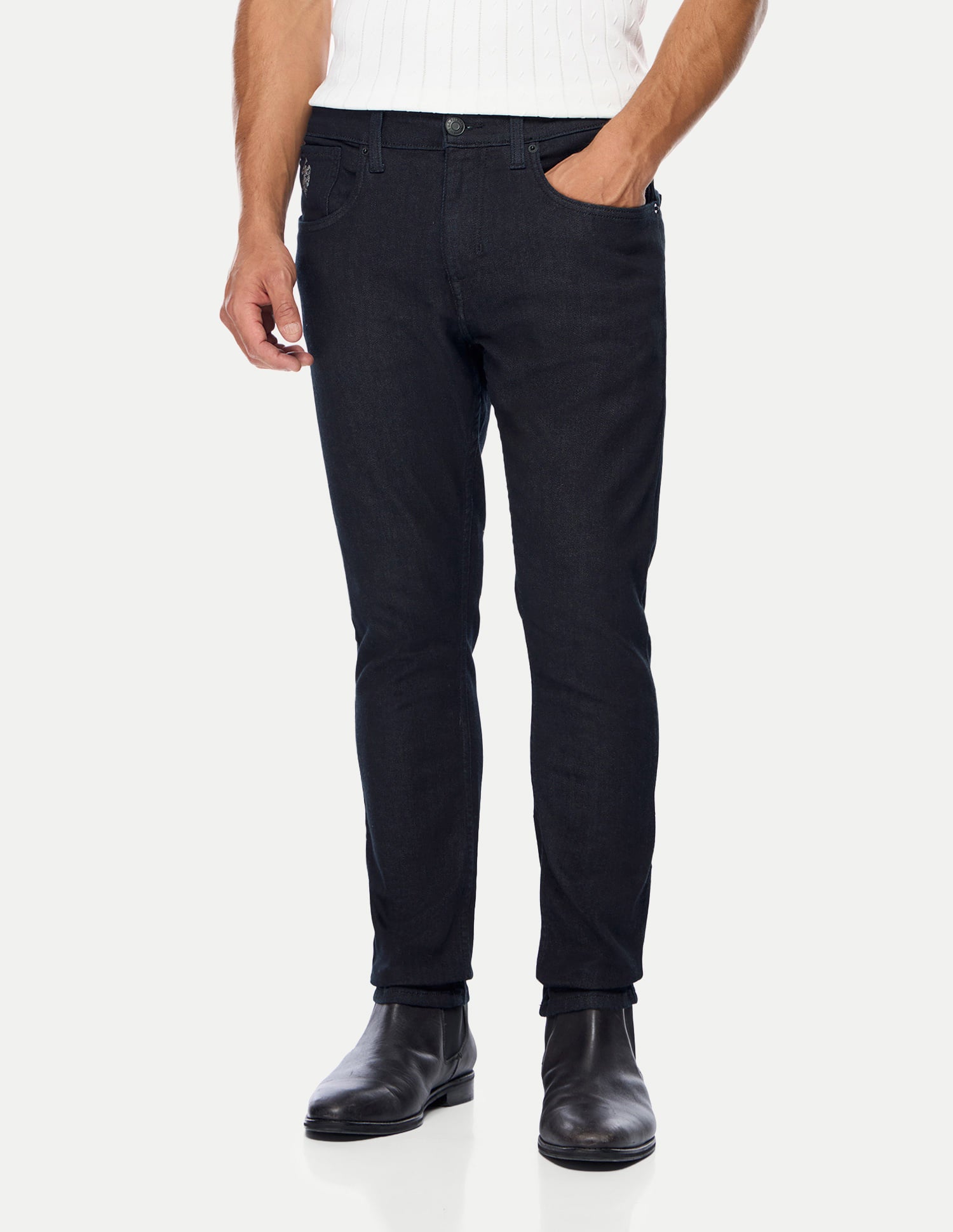 Henry Tapered Cropped Fit Black Jeans Black - U.S. Polo Assn. India | Large