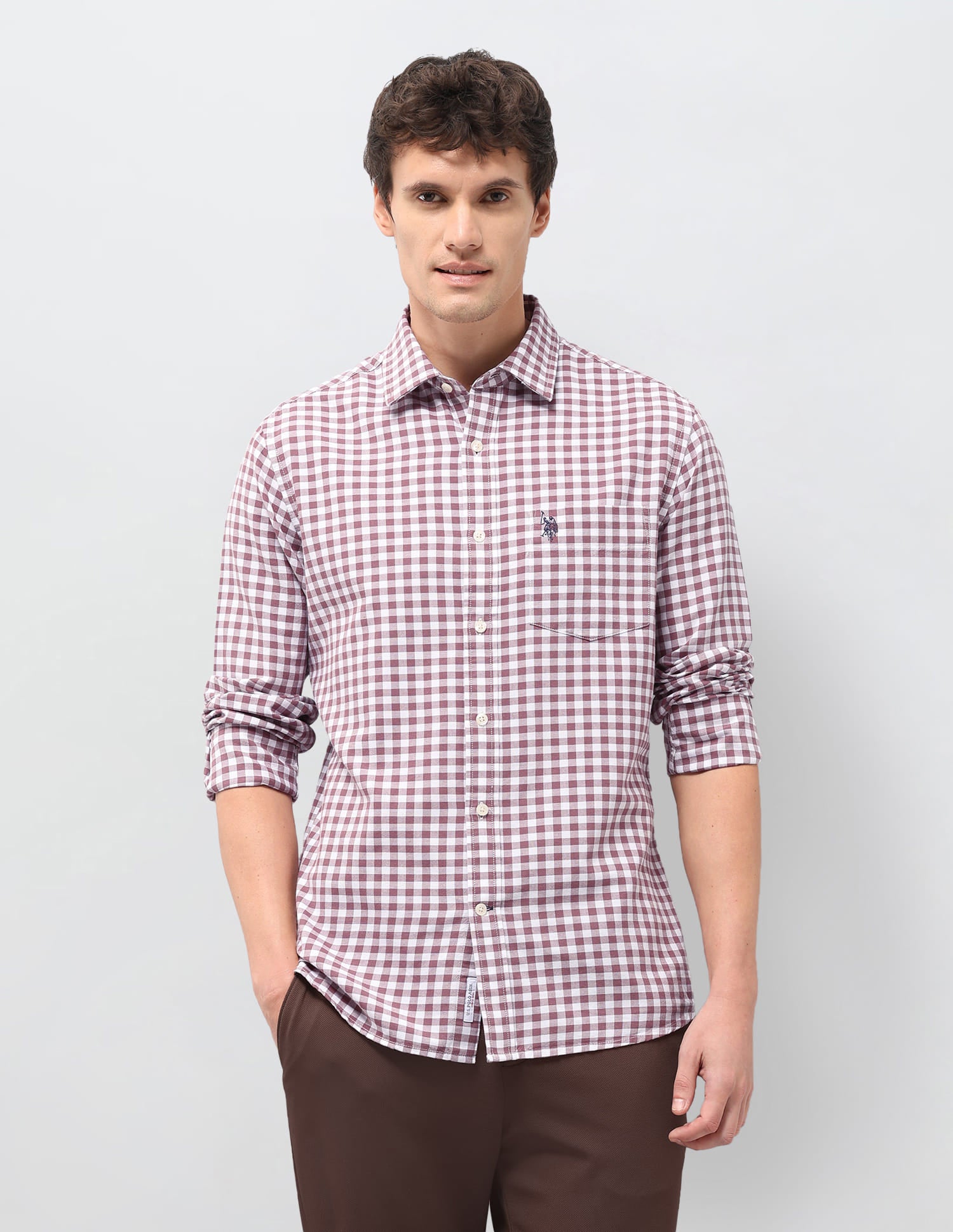 Gingham Checks Tailored Fit Shirt Pink - U.S. Polo Assn. India | Large