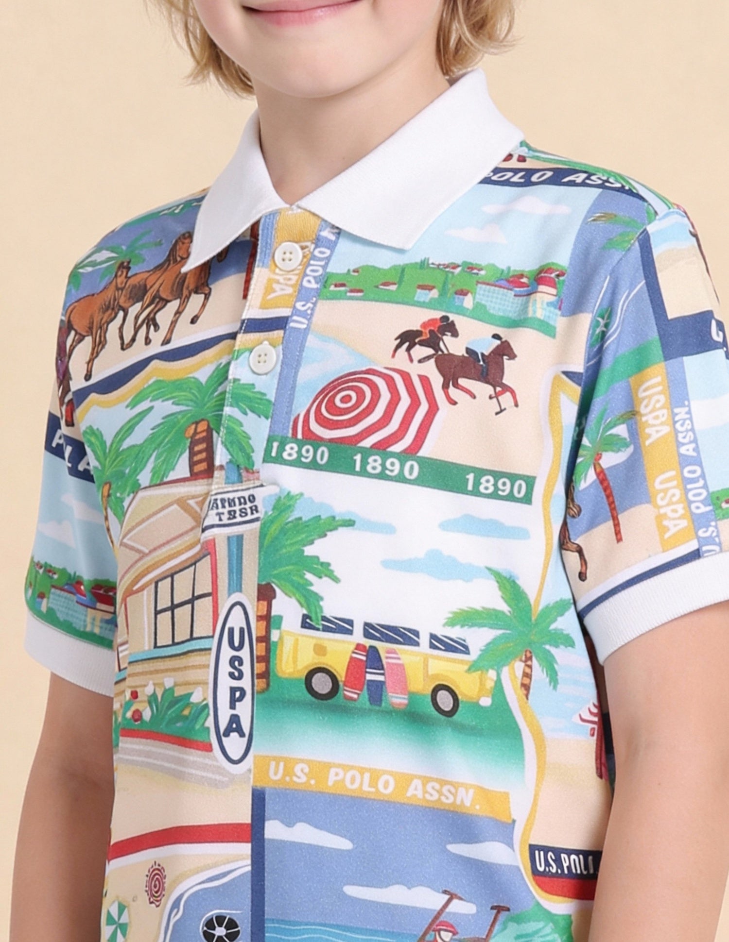 Boys Graphic Printed Regular Fit Polo Shirt Multi2 - U.S. Polo Assn. India | Large