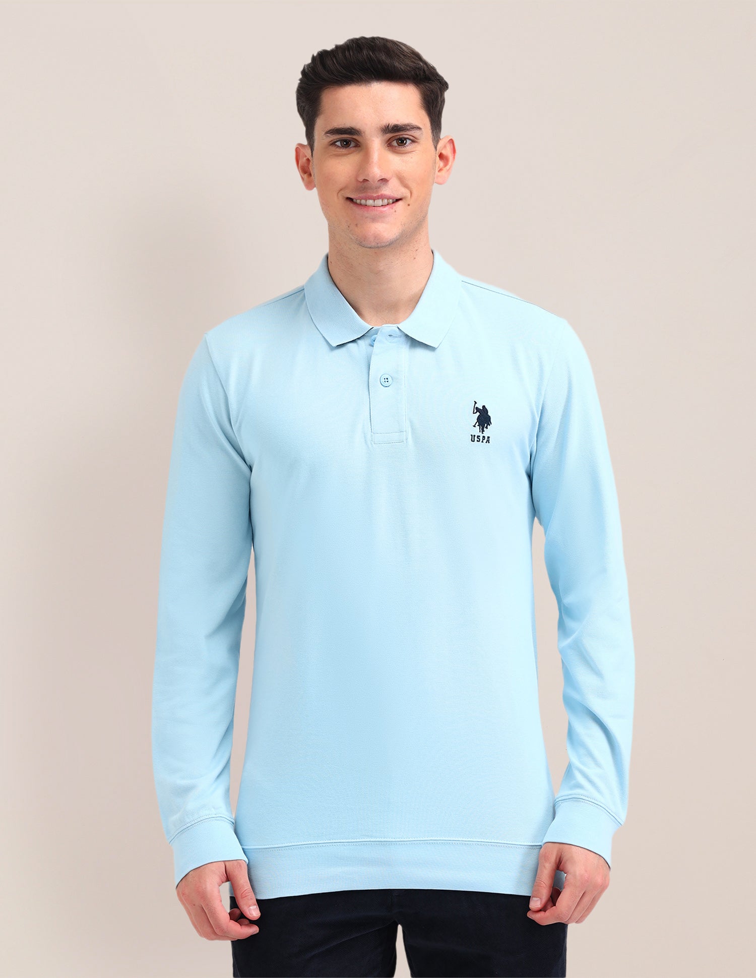 Solid Pattern Slim Fit Polo Shirt Light Blue - U.S. Polo Assn. India | Large