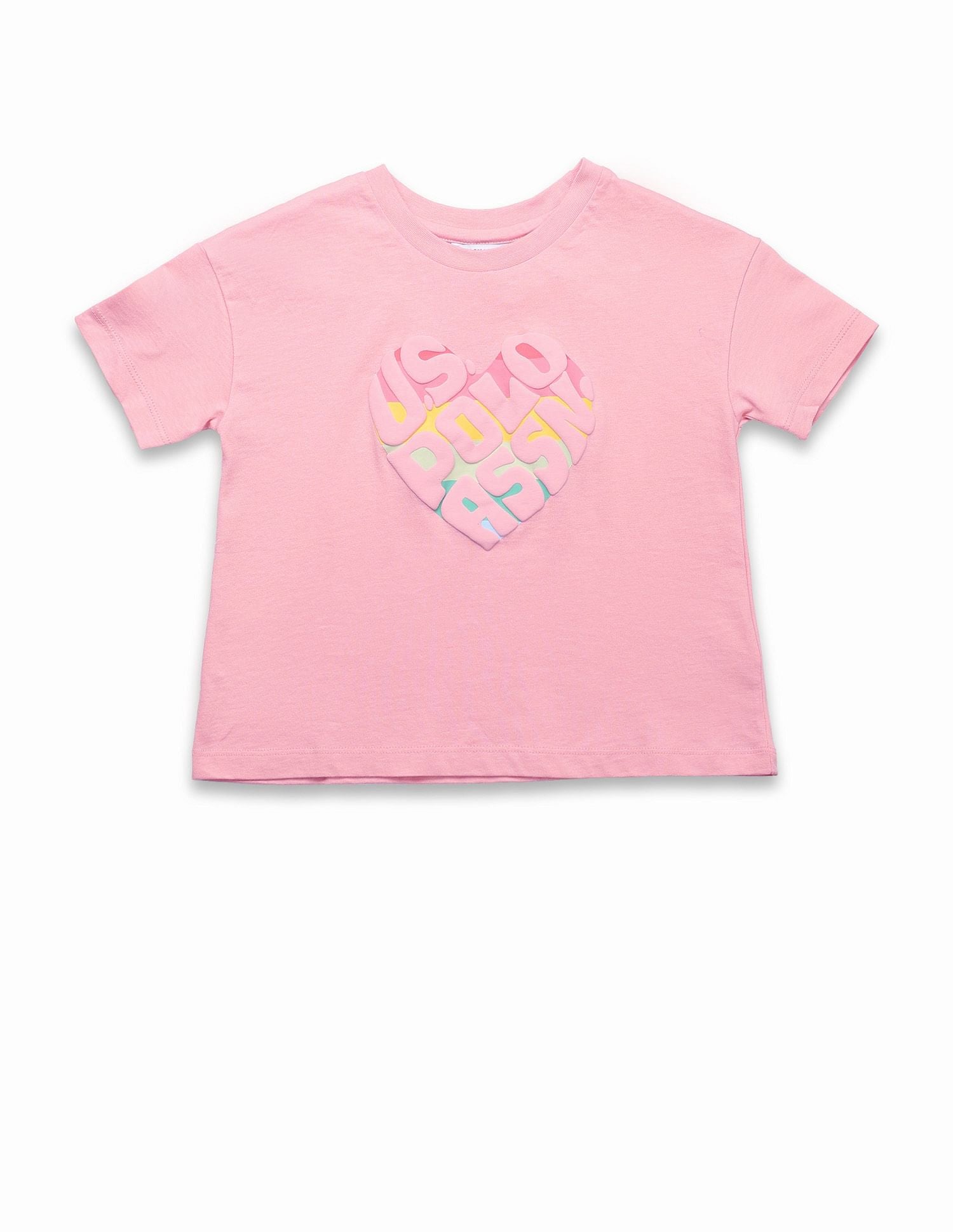 Girls Puff Print Regular Fit T-Shirt Light Pink - U.S. POLO ASSN. | Large