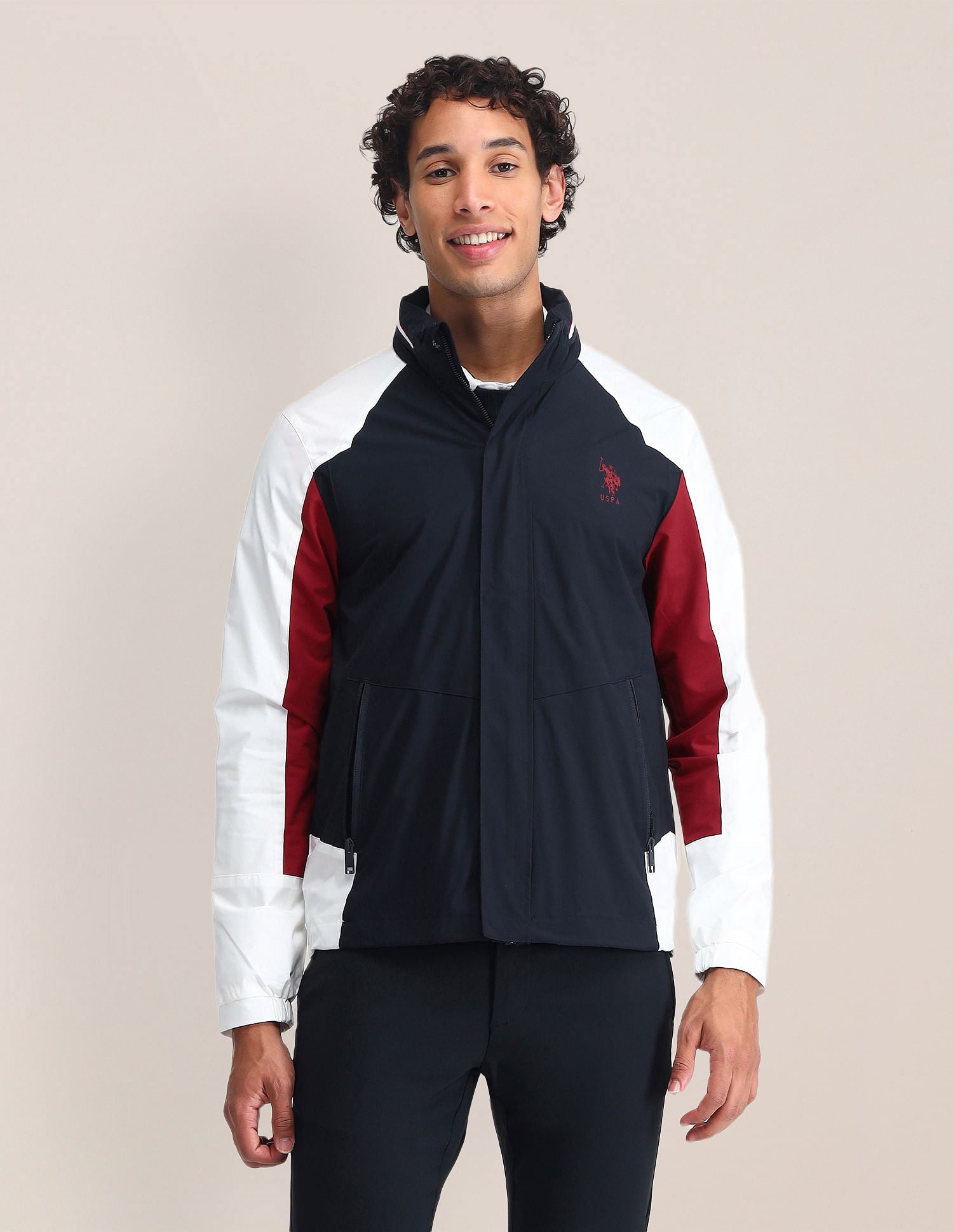 Colour Blocked Regular Fit Jacket Navy - U.S. POLO ASSN. | Large