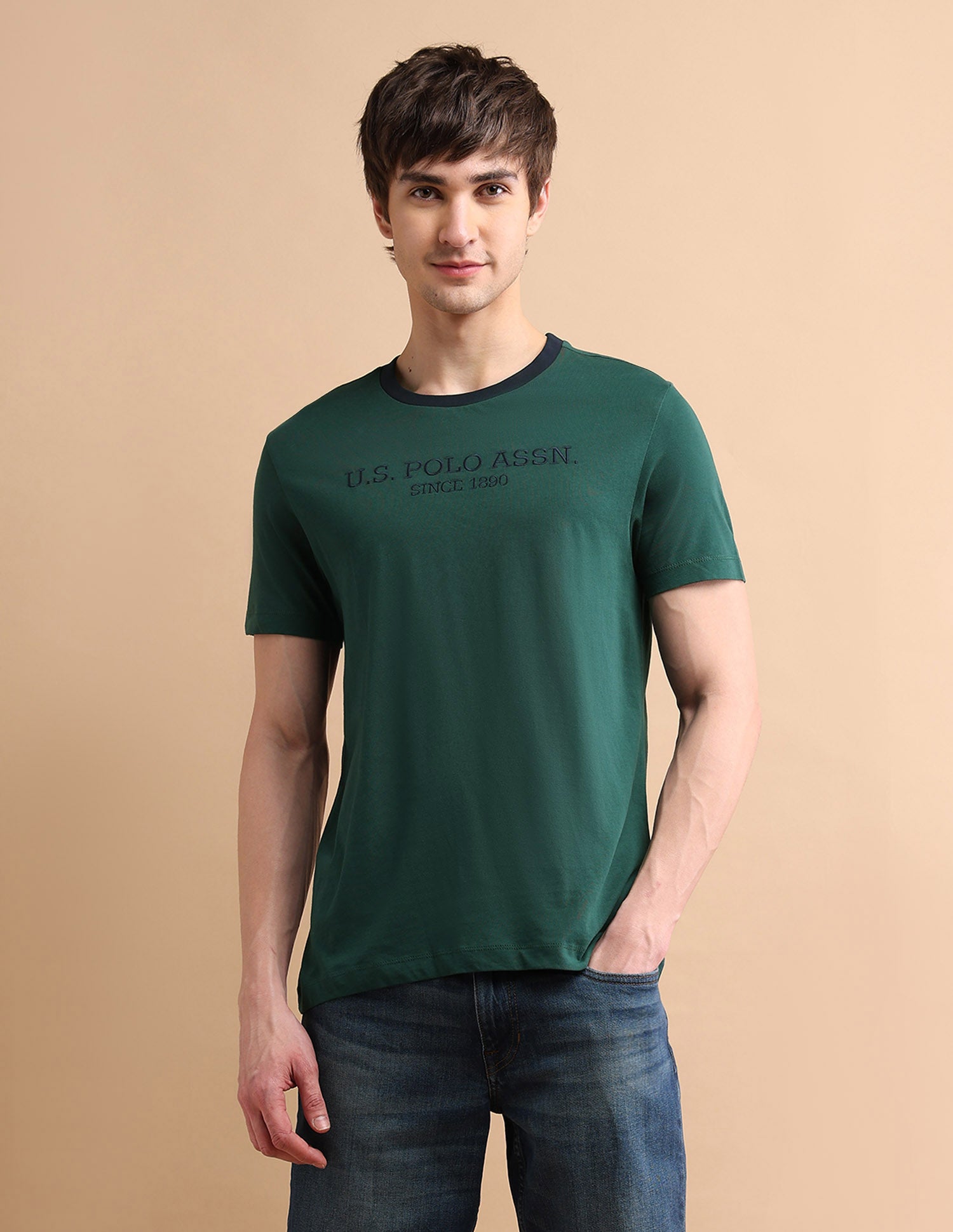 Embroidered Logo T-Shirt Green - U.S. POLO ASSN. | Large