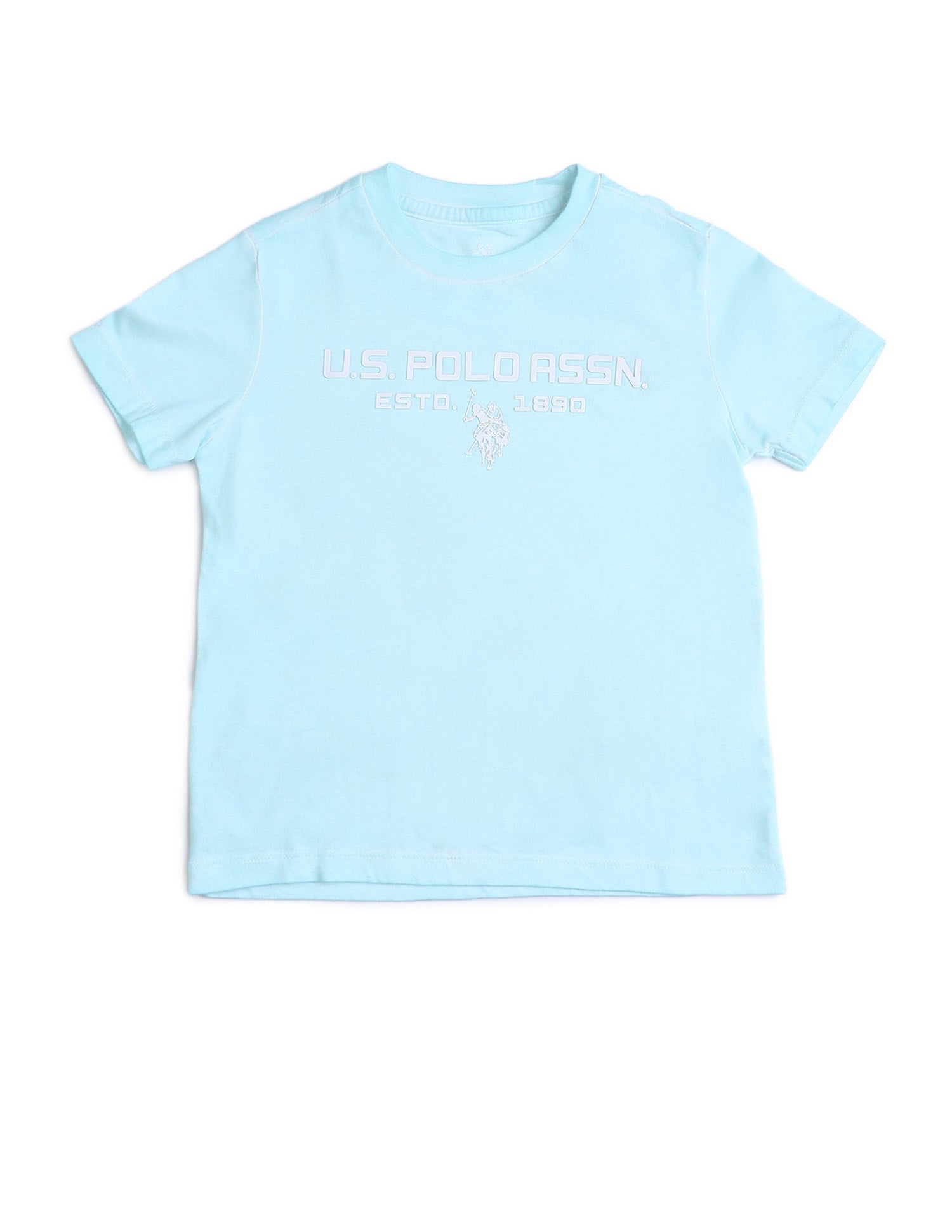 Boys Brand Printed Regular Fit T-Shirt Light Blue - U.S. POLO ASSN. | Large