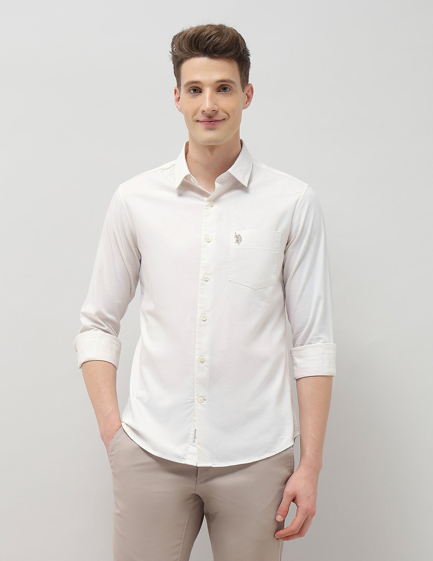 Casa De Campo Regular Fit Shirt Ivory - U.S. Polo Assn. India | Large