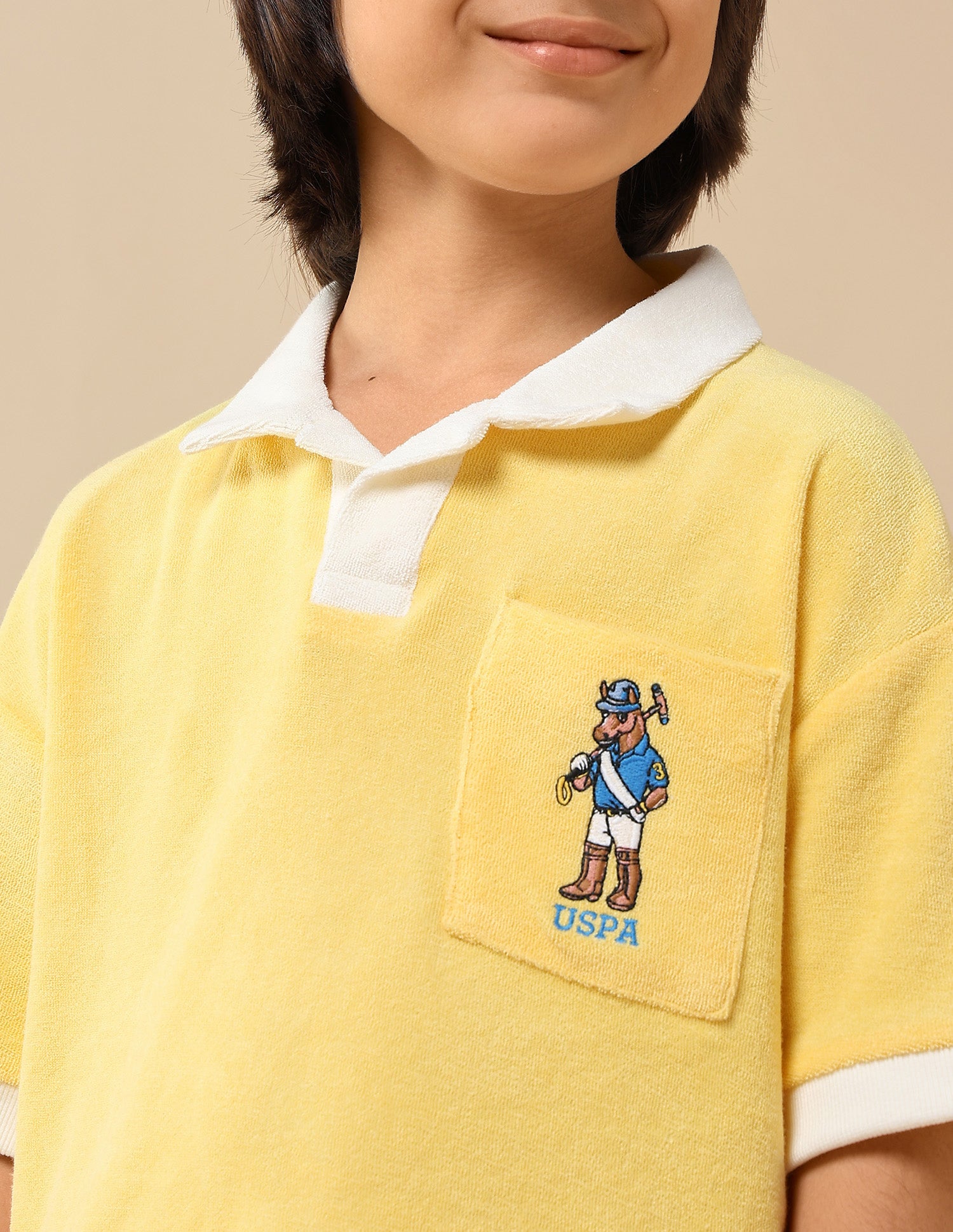 Boys Solid Boxy Fit Polo Shirt Yellow - U.S. POLO ASSN. | Large