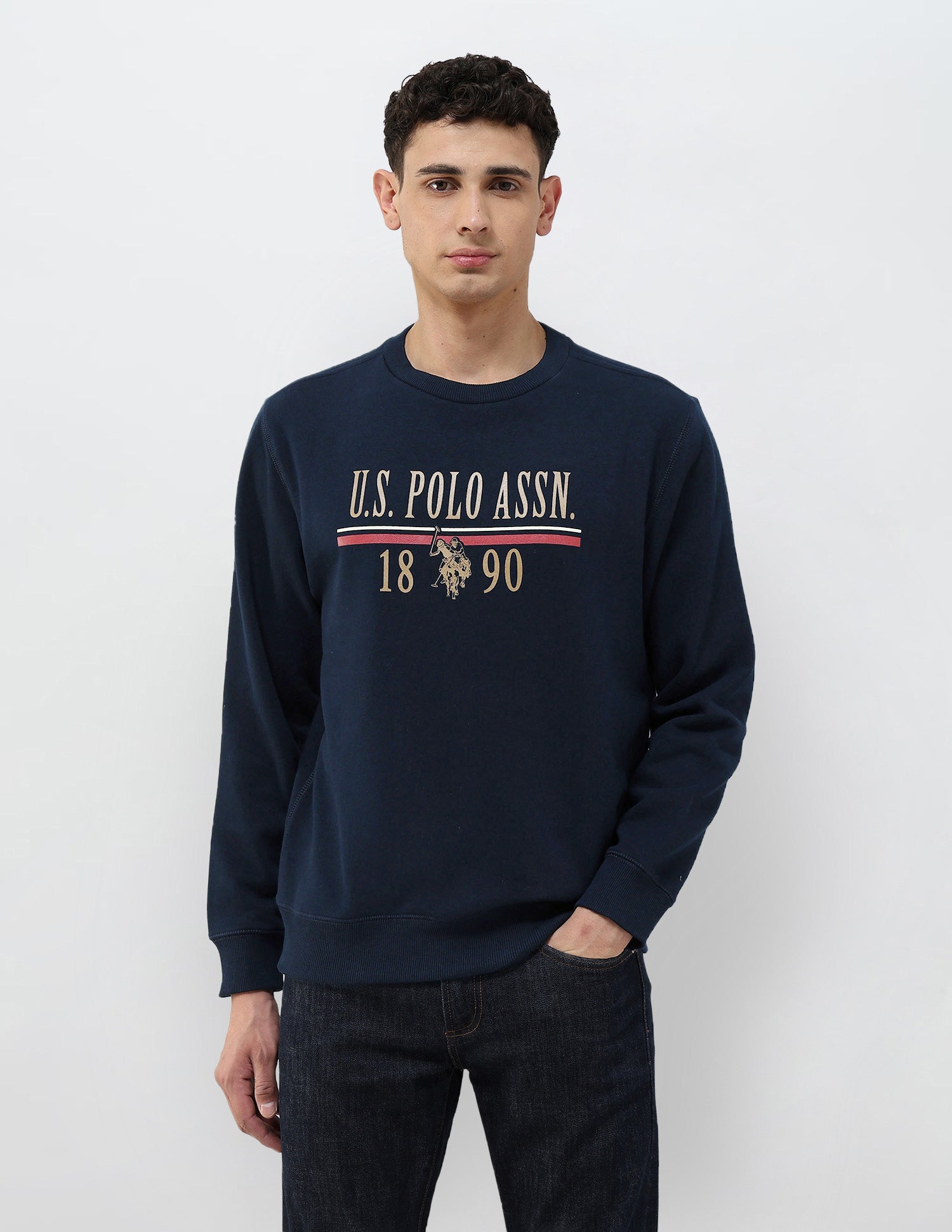 Brand Printed Regular Fit Sweatshirt Navy - U.S. POLO ASSN. | Large