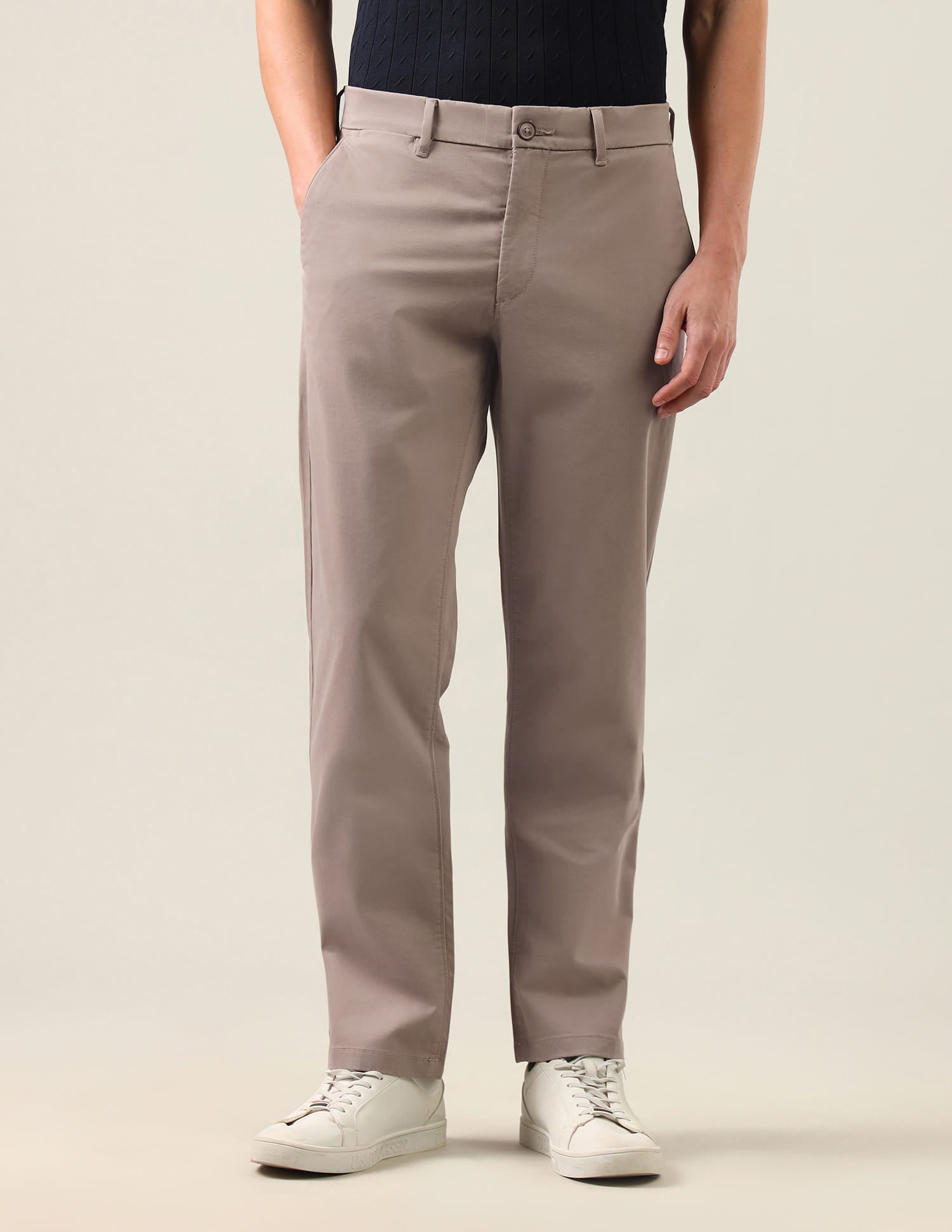 Riley Straight Fit Satin Trousers Grey - U.S. Polo Assn. India | Large