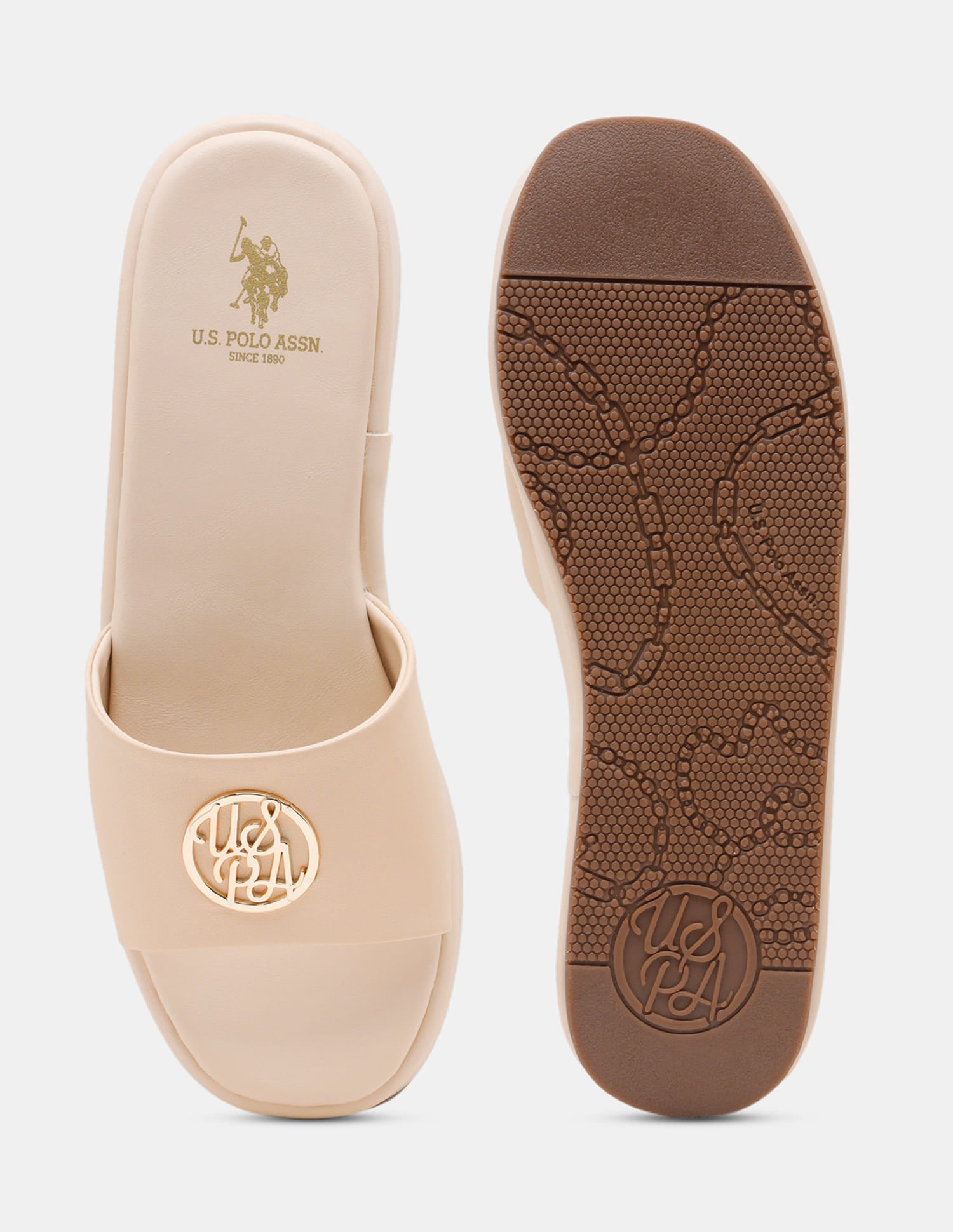 Women Broad Strap Nuri Platform Heels Nude - U.S. Polo Assn. India | Large