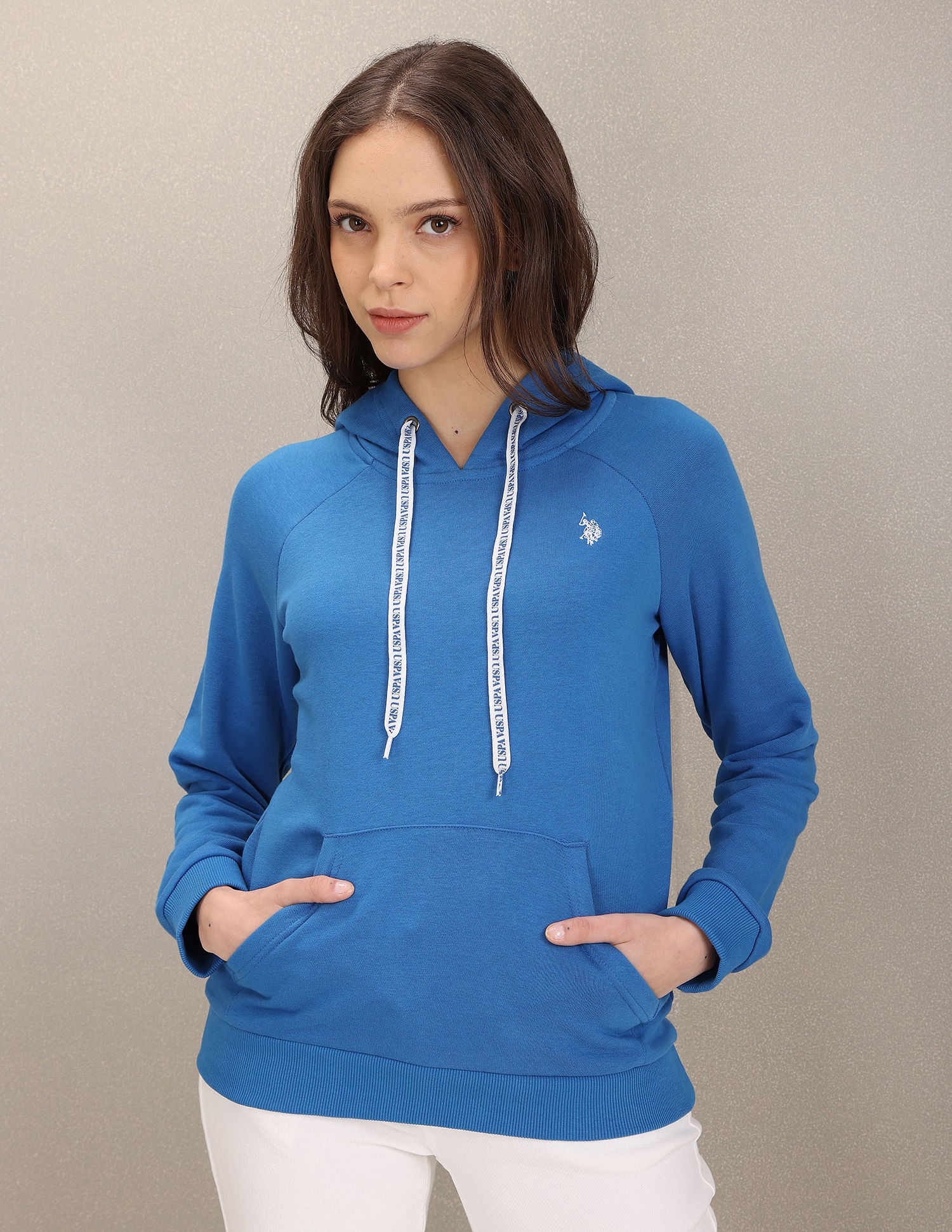 Solid Hooded Sweatshirt Blue - U.S. POLO ASSN. | Large