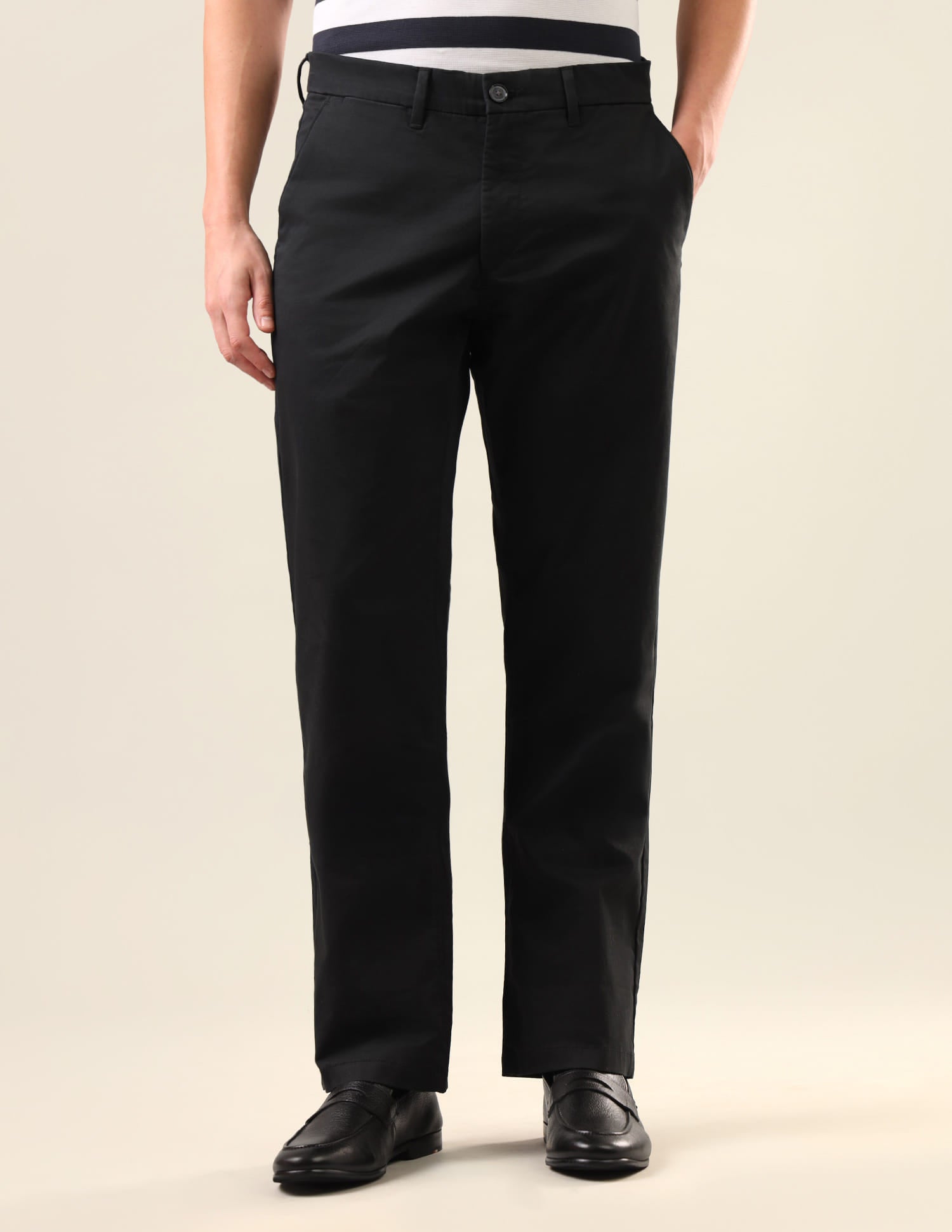 Riley Straight Fit Satin Trousers Black - U.S. Polo Assn. India | Large