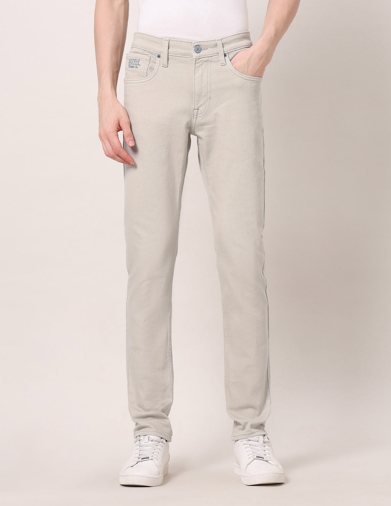 Brandon Slim Tapered Fit Beige Jeans Light Beige - U.S. POLO ASSN. | Large