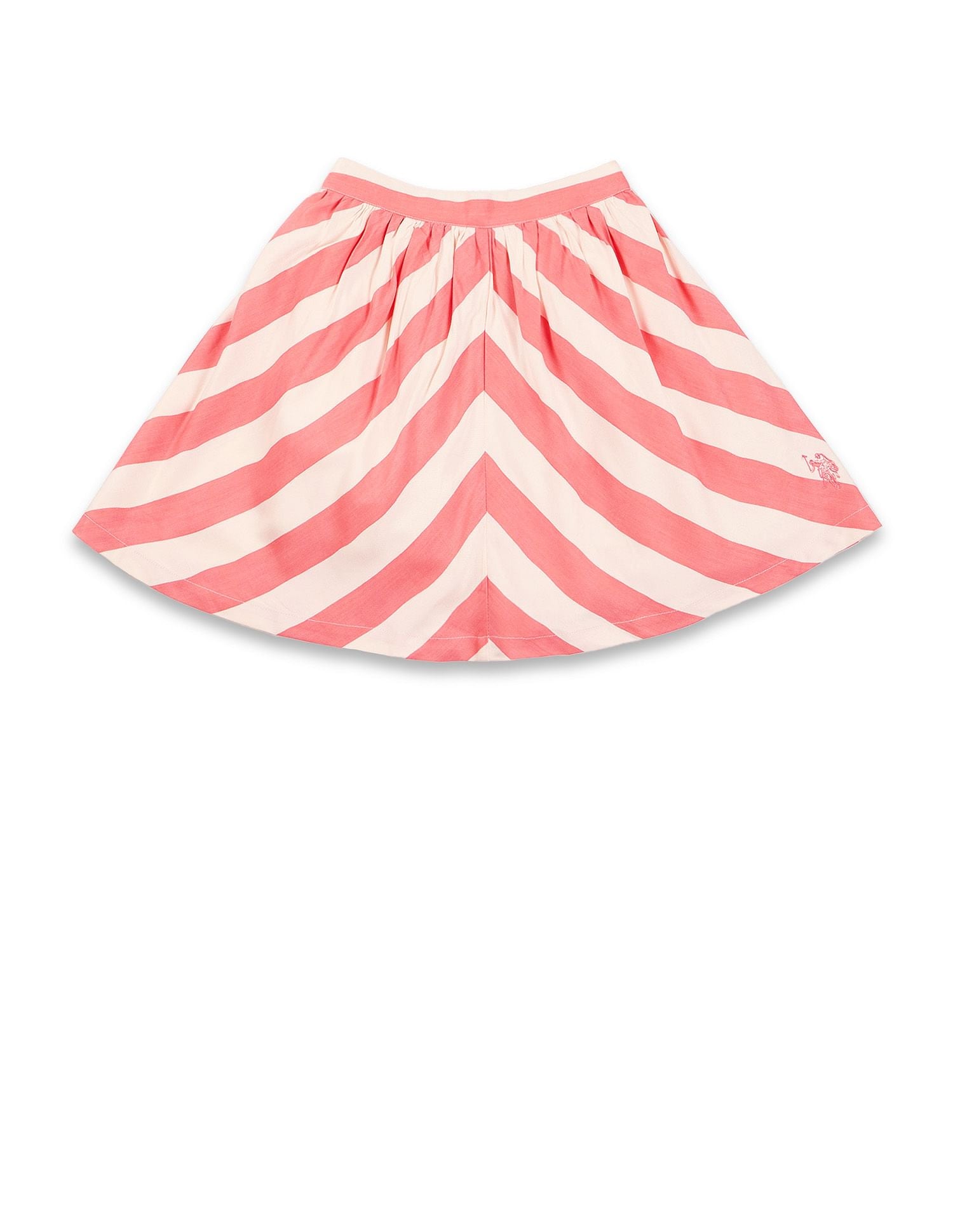 Girls Diagonal Striped Flared Skirt Coral - U.S. POLO ASSN. | Large