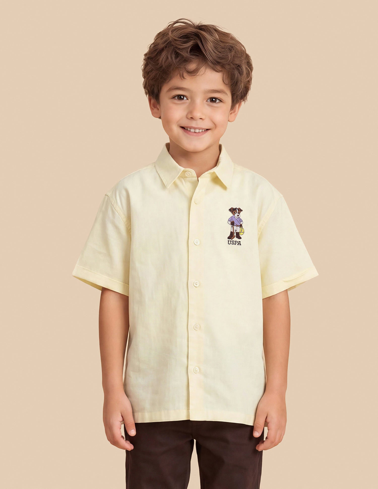 Solid Boxy Fit Shirt Yellow - U.S. Polo Assn. India | Large