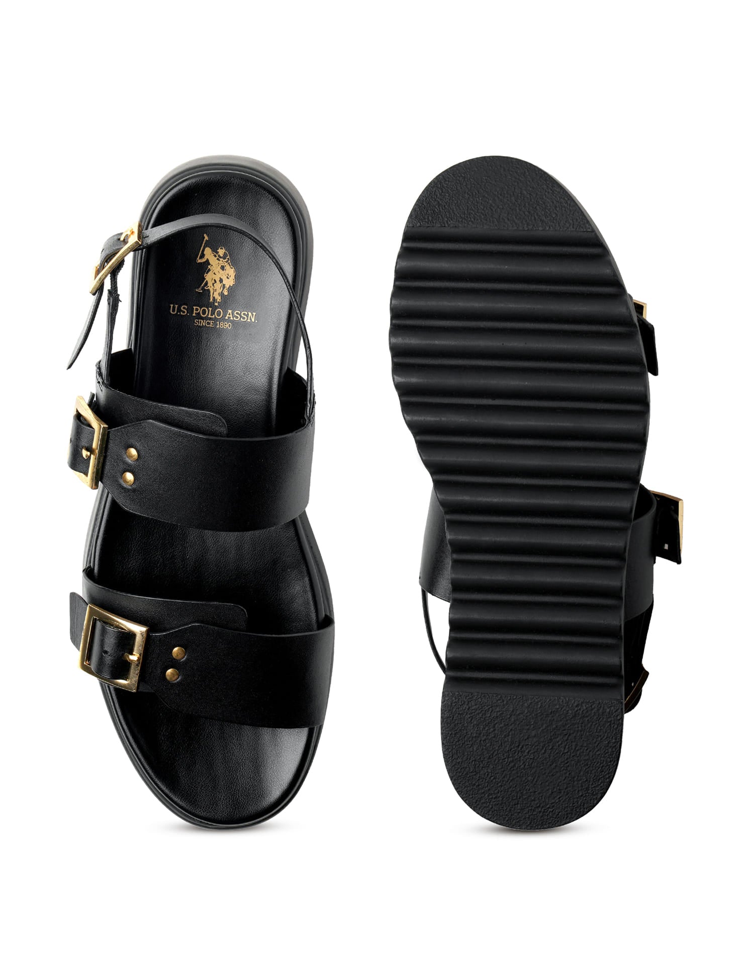 Men Maisie Open Toe Sandals Black - U.S. Polo Assn. India | Large