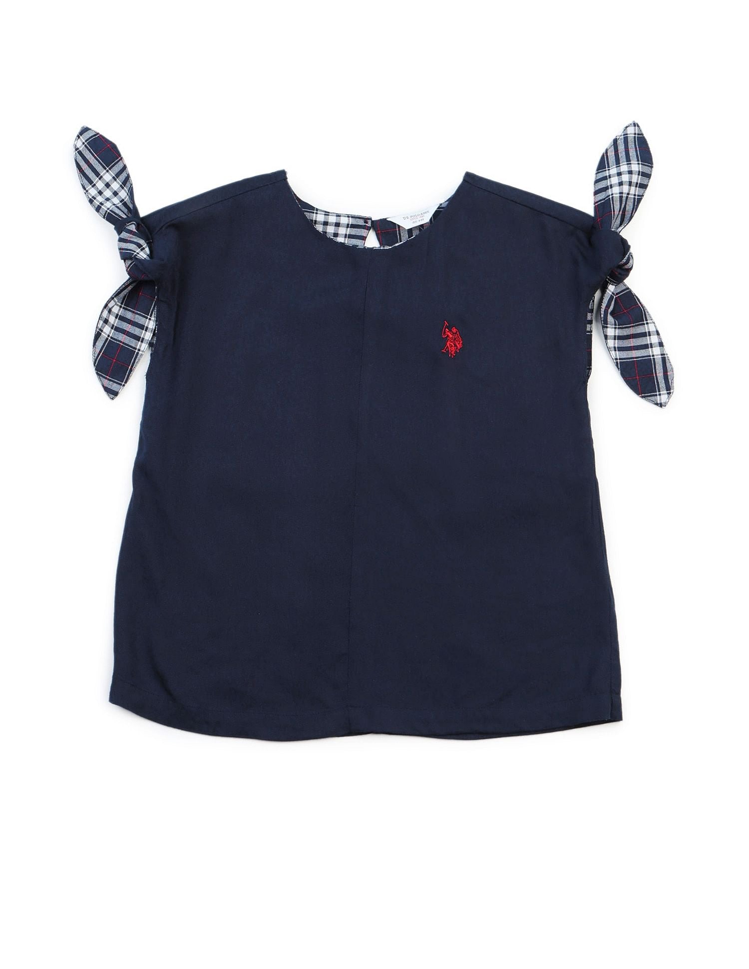 Girls Tie Up Sleeves Regular Top Navy - U.S. POLO ASSN. | Large