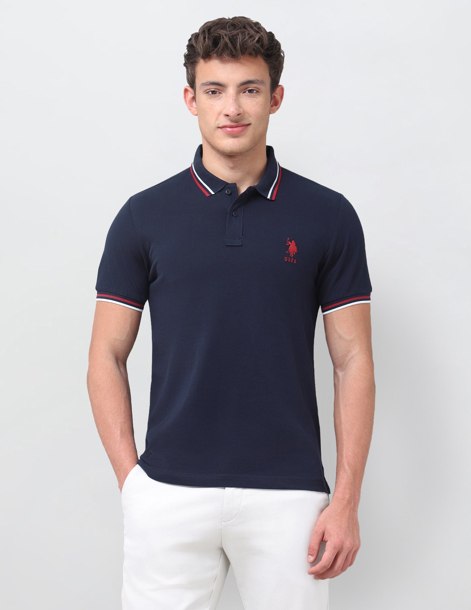 Solid Regular Fit Polo Shirt Navy - U.S. Polo Assn. India | Large