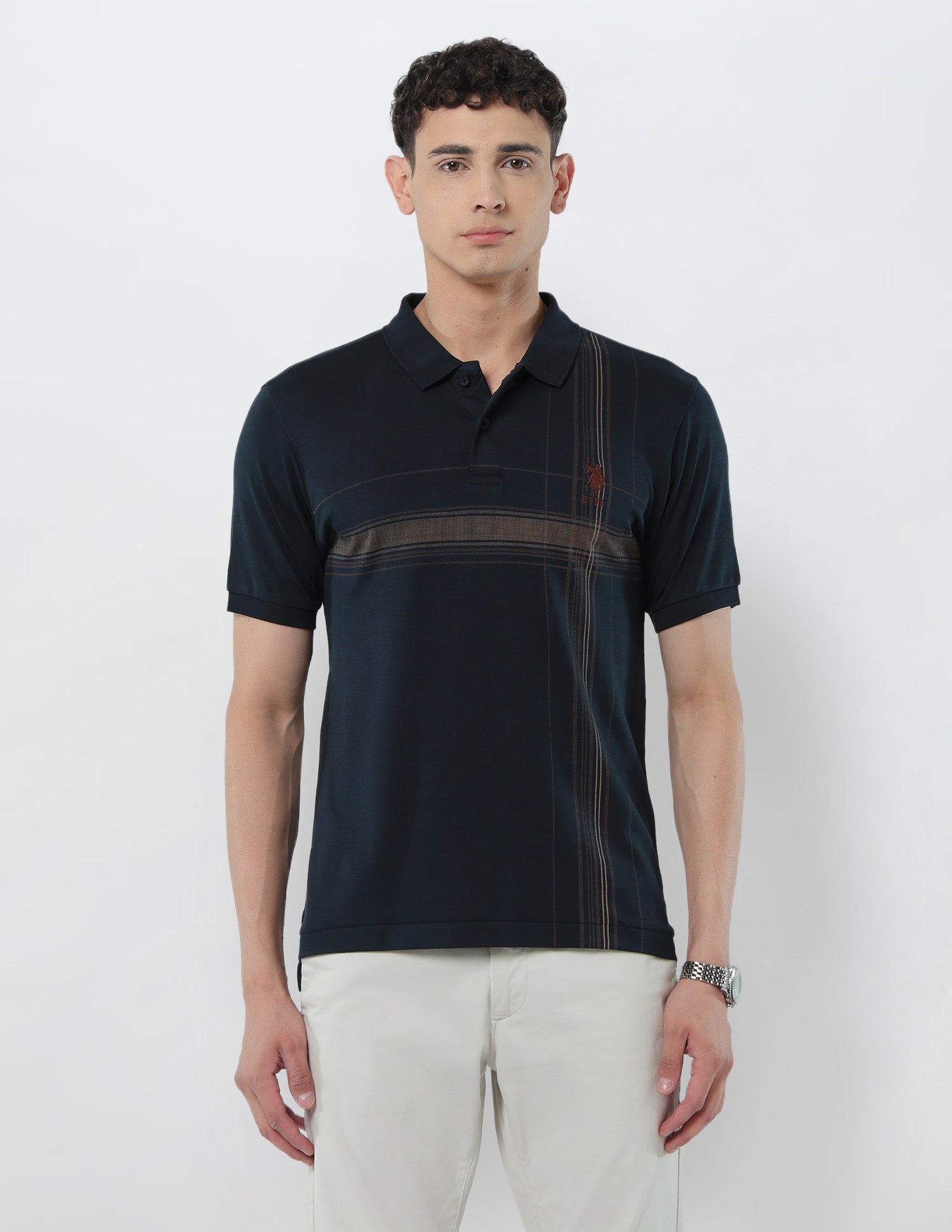 Vertical Striped Slim Fit Polo Shirt Navy - U.S. POLO ASSN. | Large