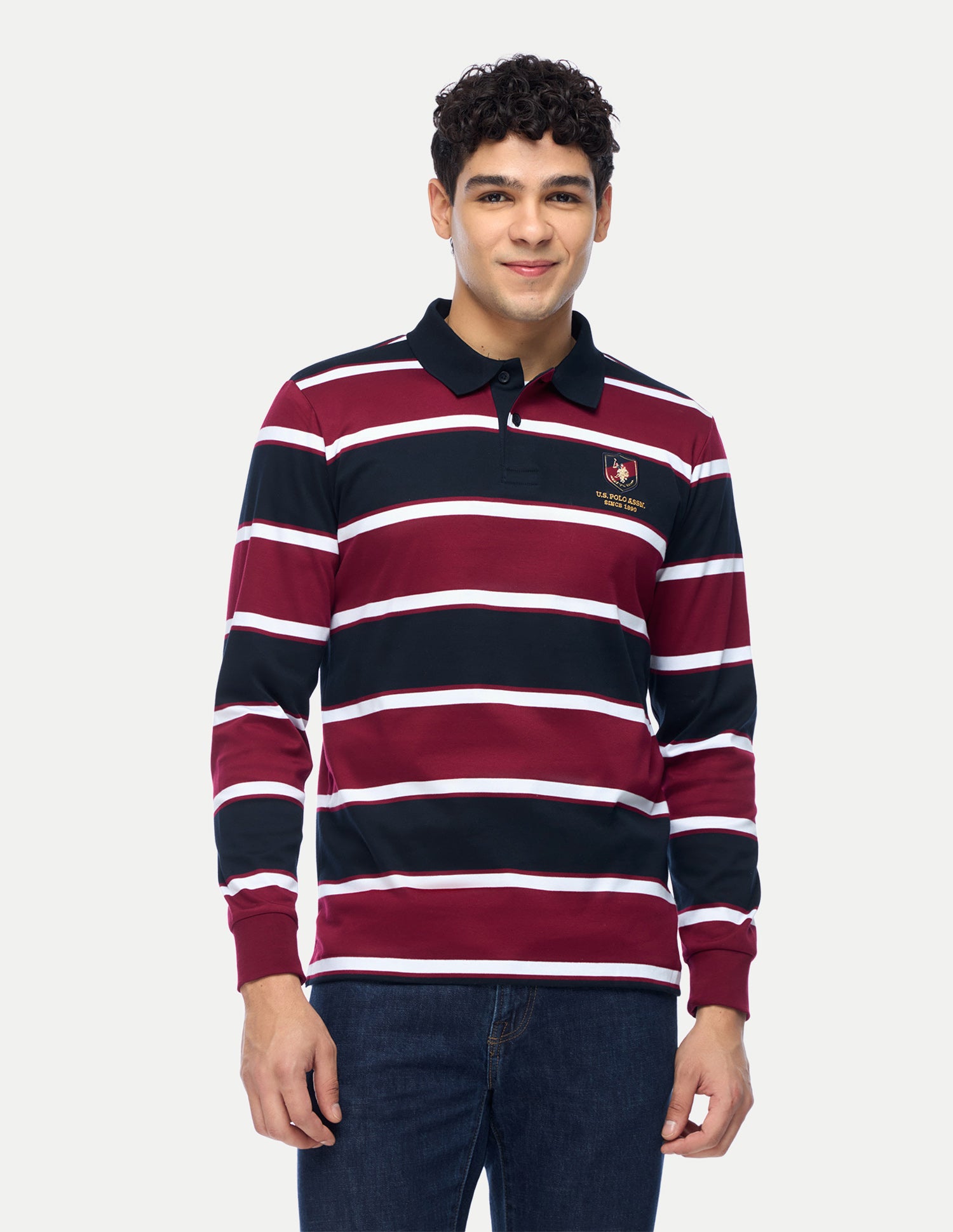 Horizontal Striped Slim Fit Polo Shirt Red - U.S. Polo Assn. India | Large